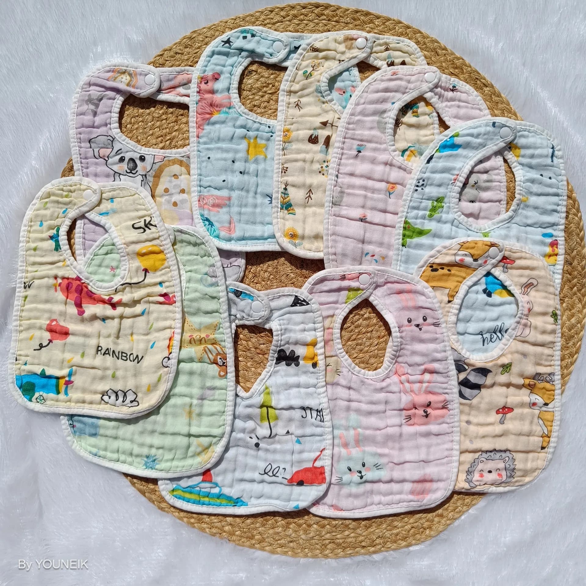 6 Layer Muslin Colour Bibs