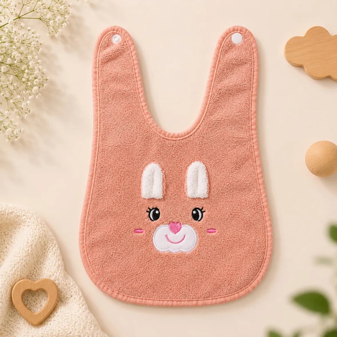 Baby Bib Coral Fleece | Peach