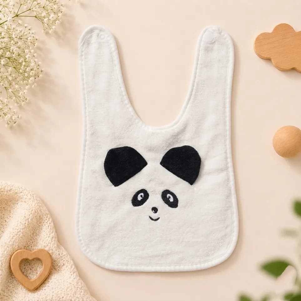 Baby Bib Coral Fleece | White
