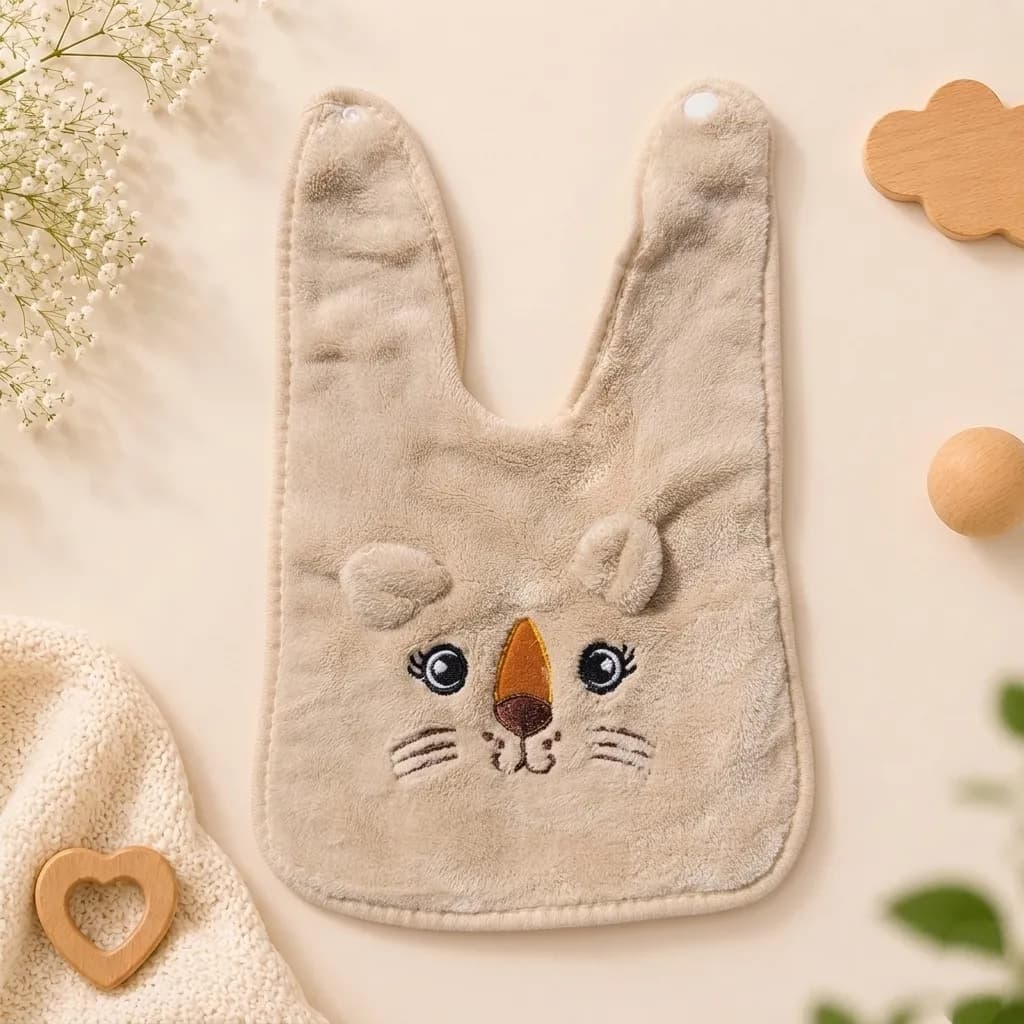Baby Bib Coral Fleece | Beige