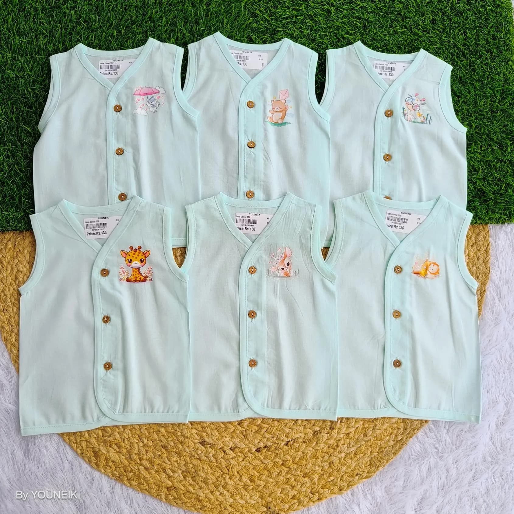 Organic Cotton Jabla | 6 Pieces | Mint Blue Colour