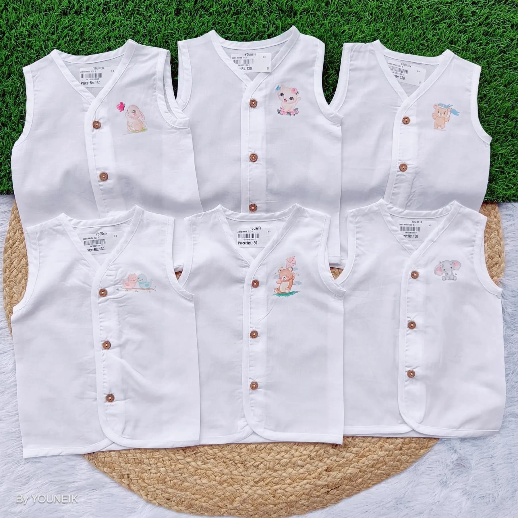 Organic Cotton Jabla | 6 Pieces | White