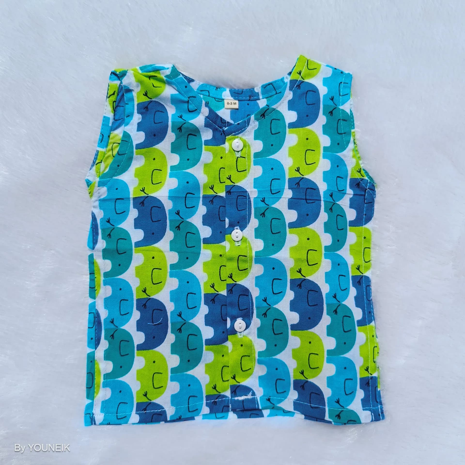 0-3m 100% Cotton Printed Sleevless Baby Jabla