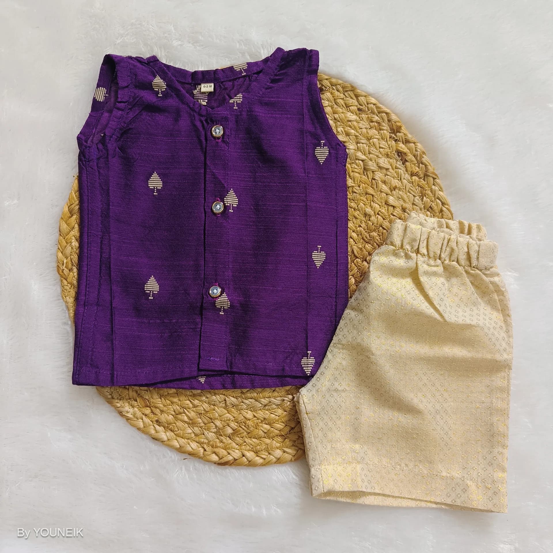 Baby Ethnic Jabla Shorts Set EJS16 Dark Violet Spade