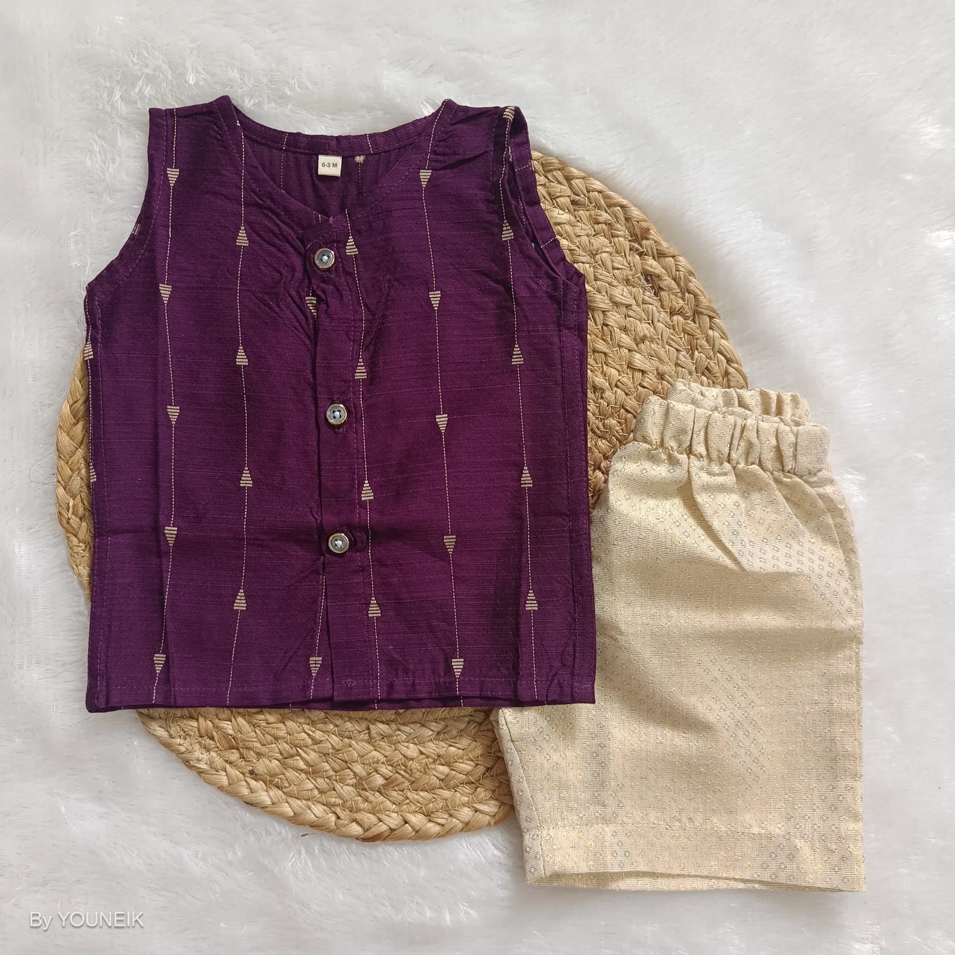 Baby Ethnic Jabla Shorts Set EJS17 Dark Purple Arrow