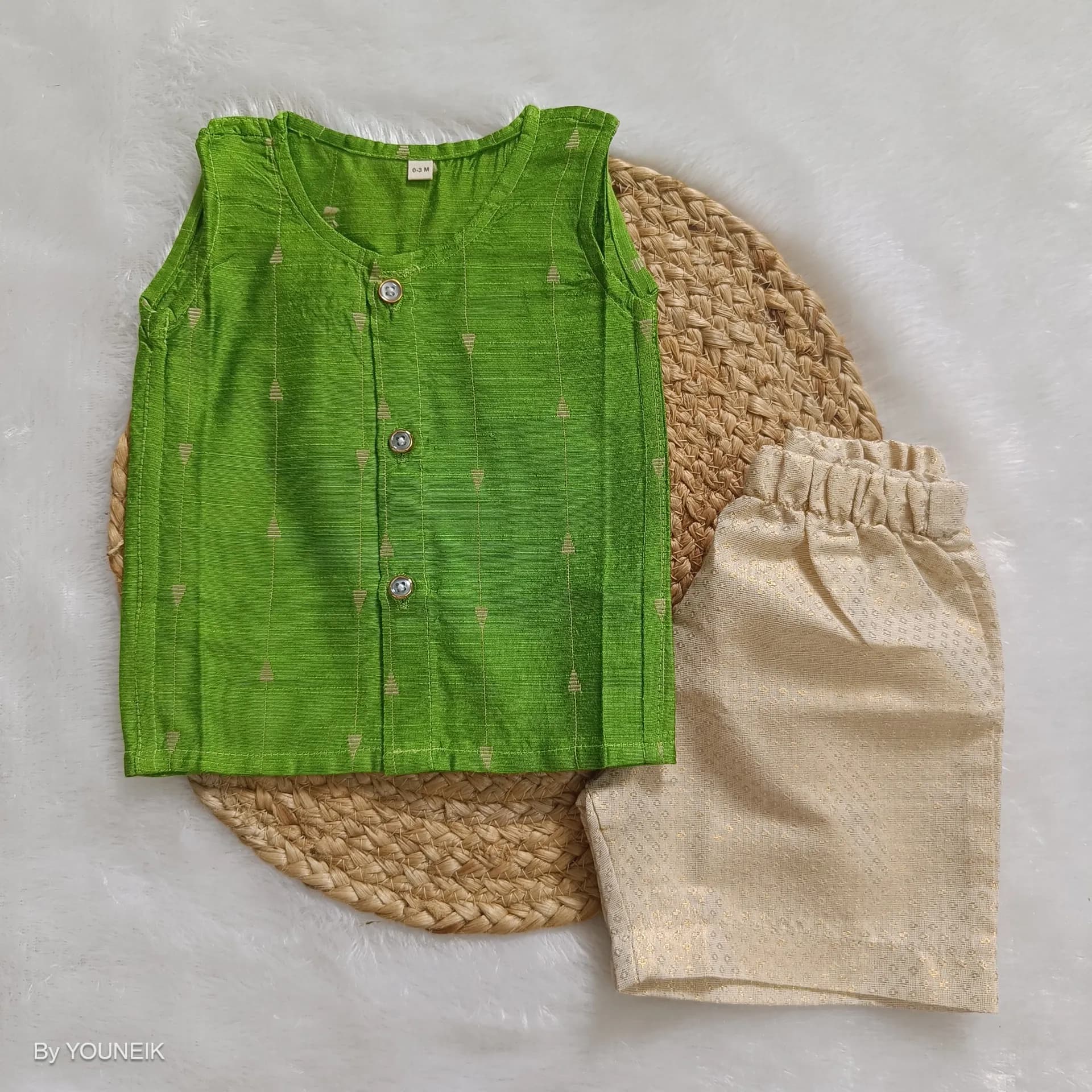 Baby Ethnic Jabla Shorts Set EJS20 Bright Green Arrow