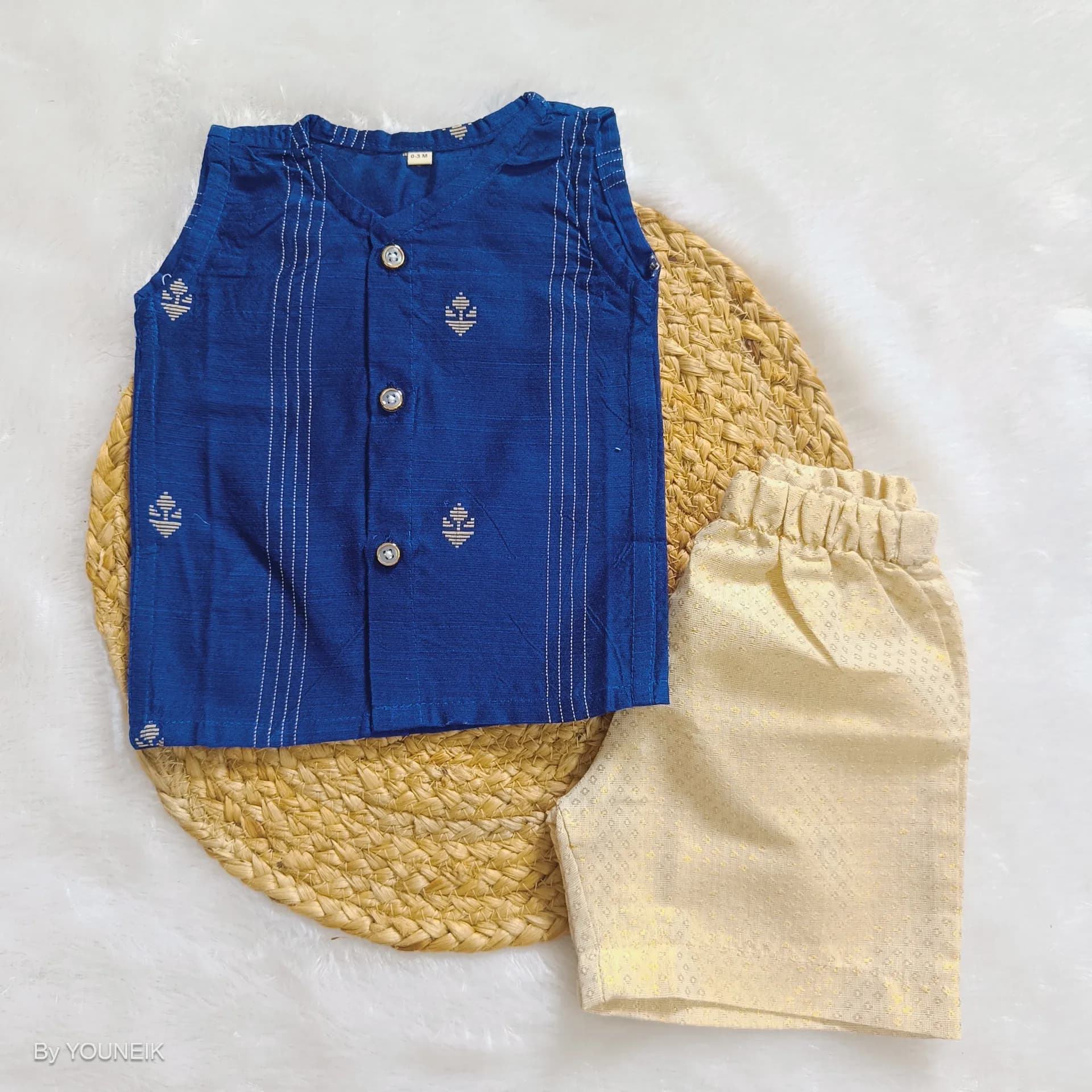 Baby Ethnic Jabla Shorts Set EJS23  Blue Lines