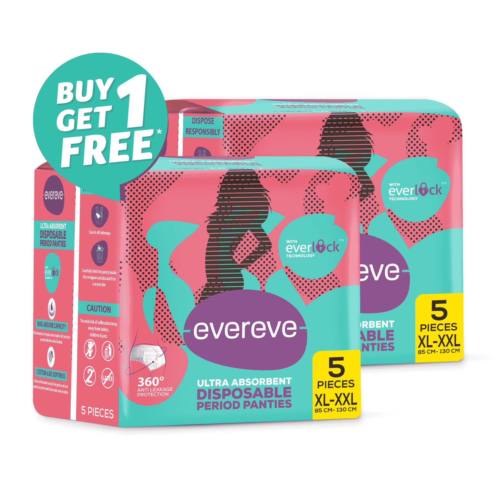 XL-2XL | Evereve Heavy Flow Disposable Period Panty | 5p Pack(1+1 Offer)