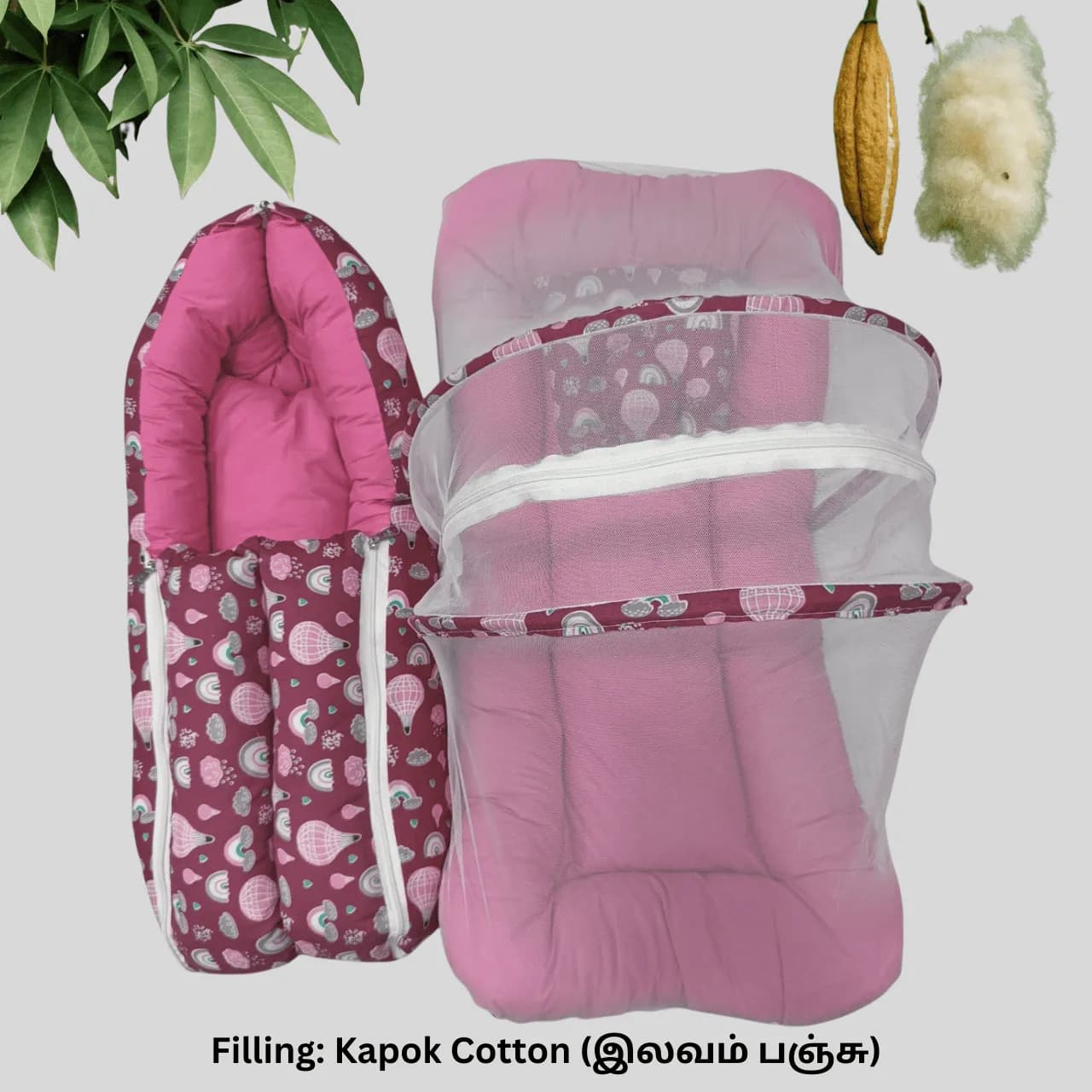 Kapok Cotton Carry Bed & Net Bed Combo (0-6m)