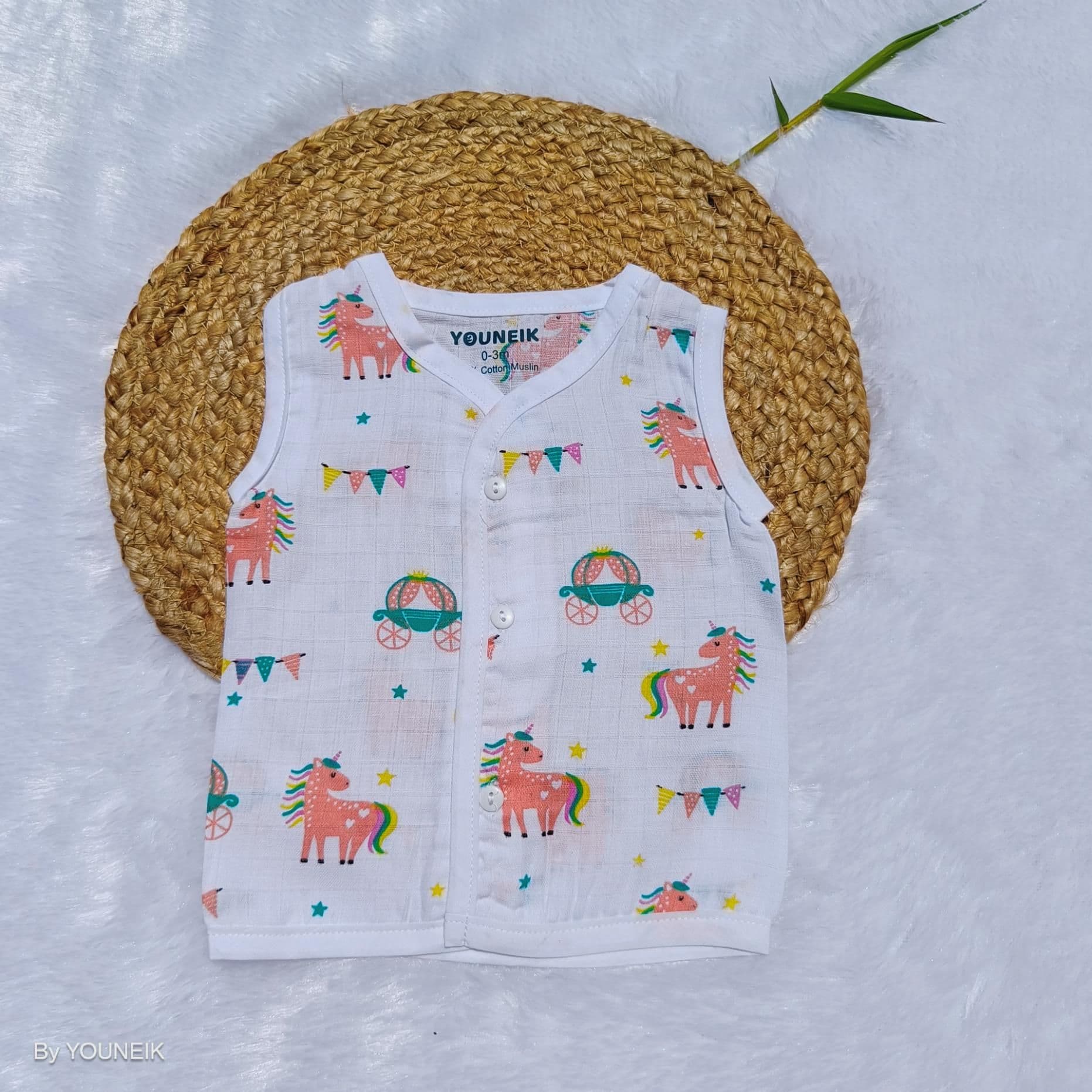 Muslin Jabla Button 0-12m | Unicorn Cart