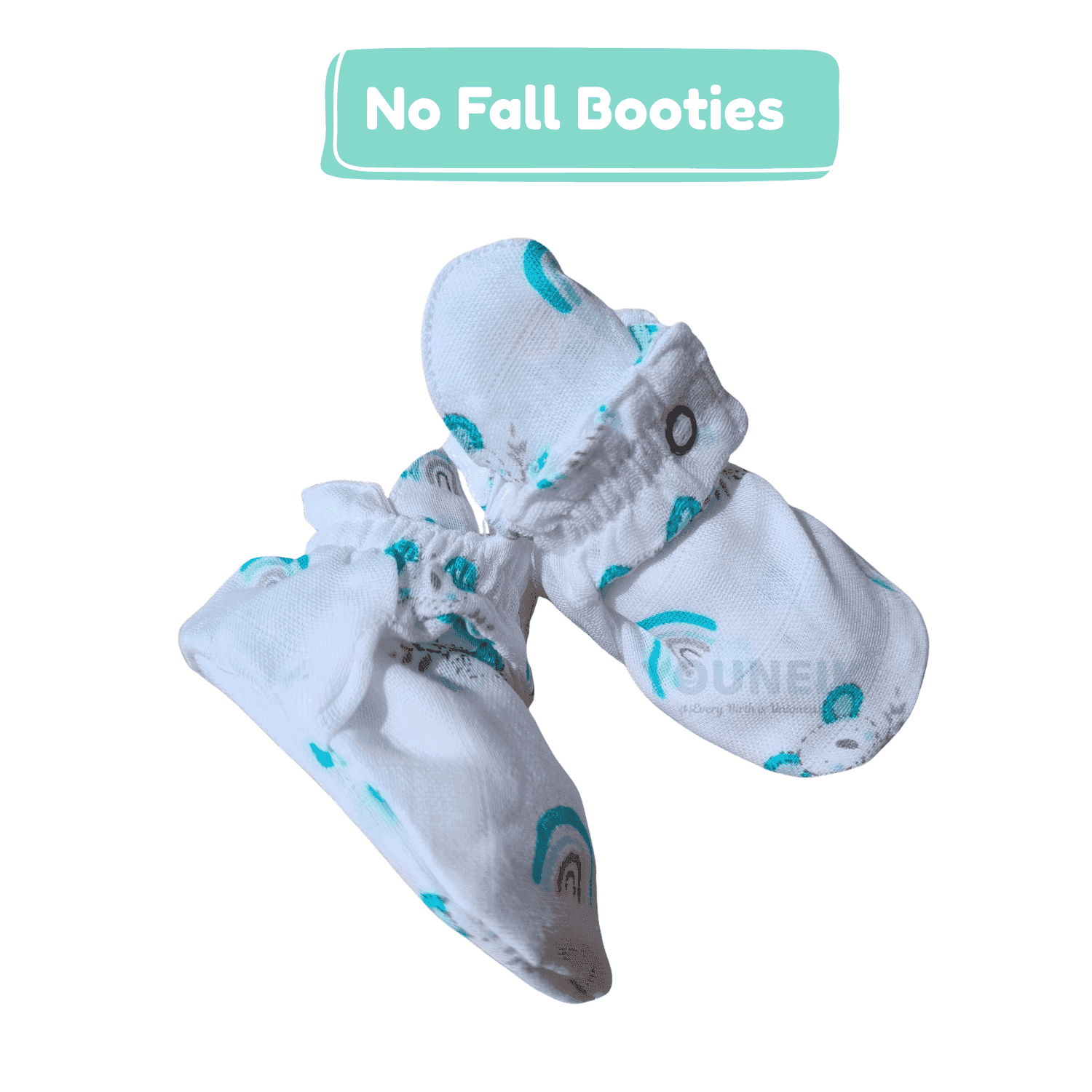 Organic Muslin Cotton No-Fall Baby Booties | Baby Cotton Socks | Khola