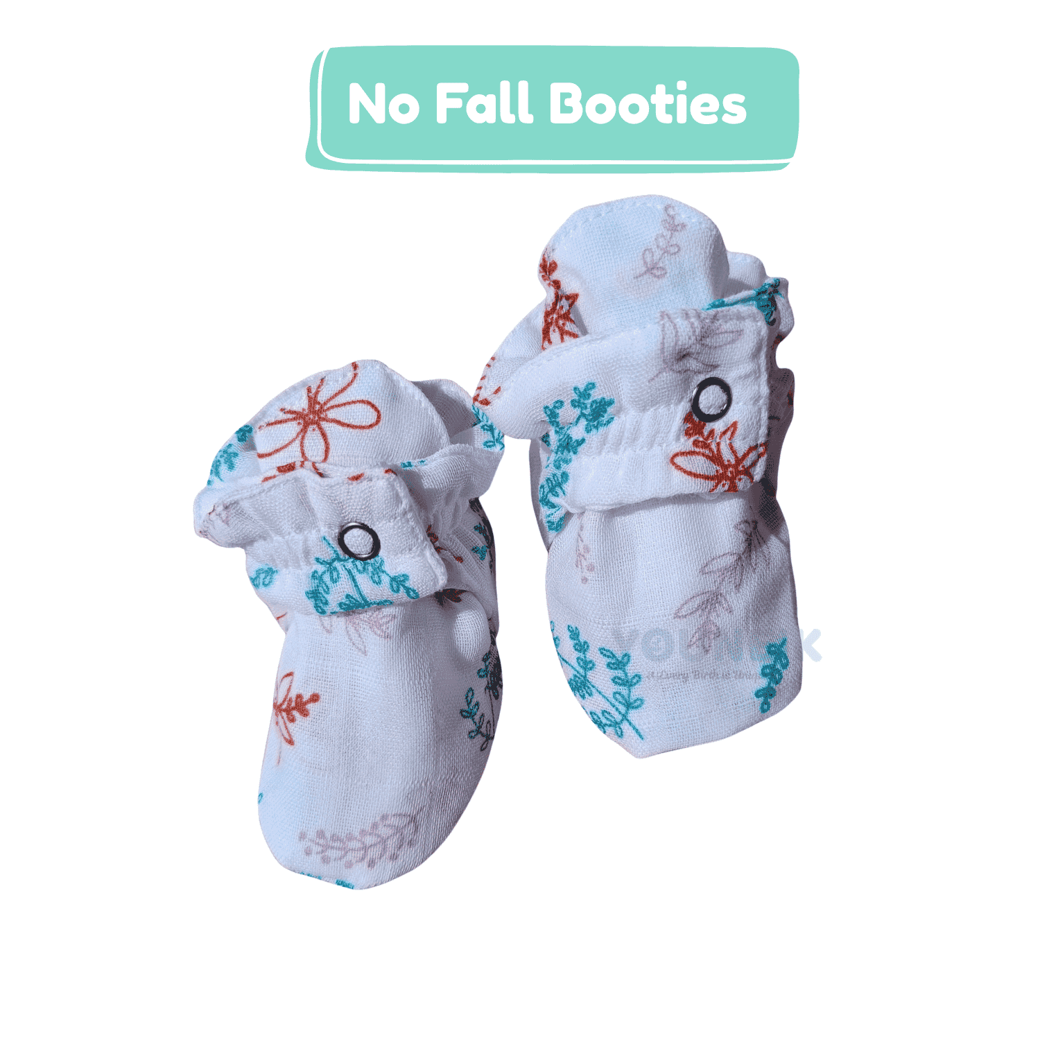 Organic Muslin Cotton No-Fall Baby Booties | Baby Cotton Socks | Flower