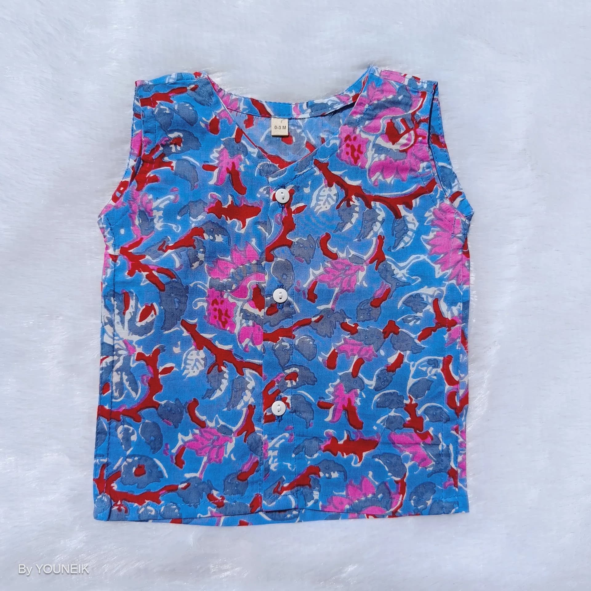 0-3m 100% Cotton Printed Sleevless Baby Jabla