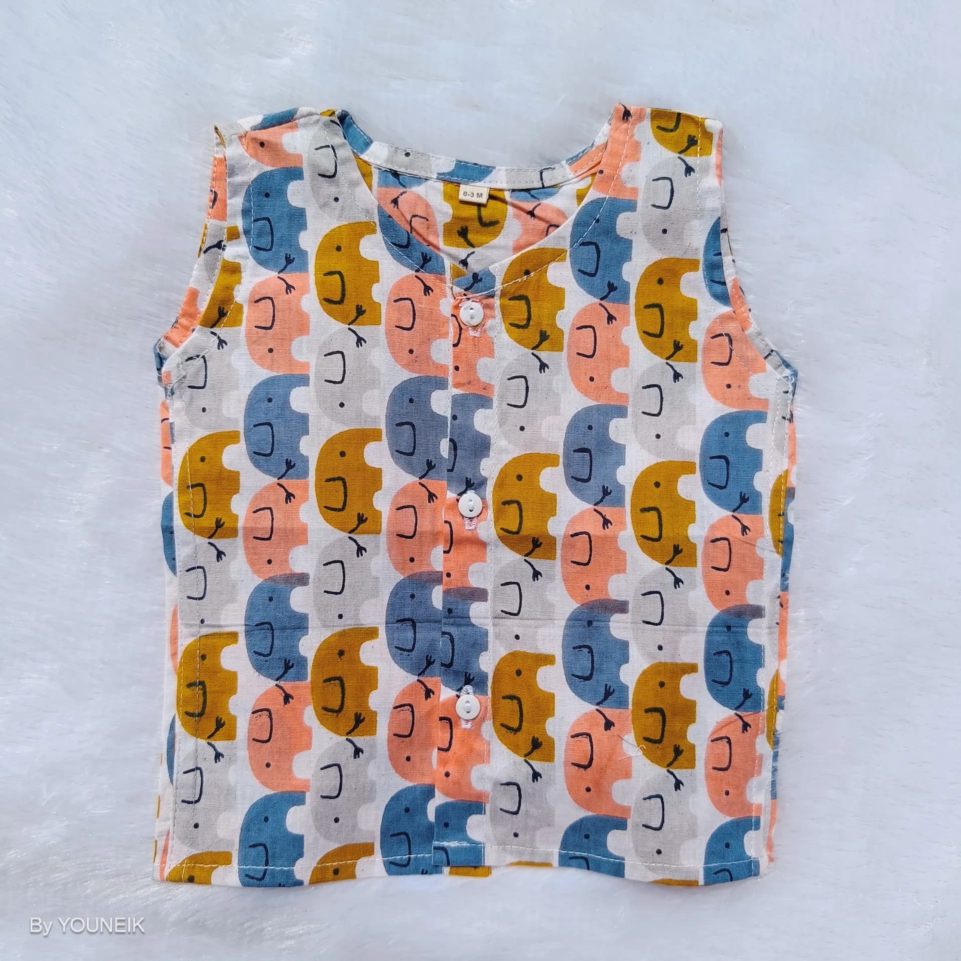 0-3m 100% Cotton Printed Sleevless Baby Jabla
