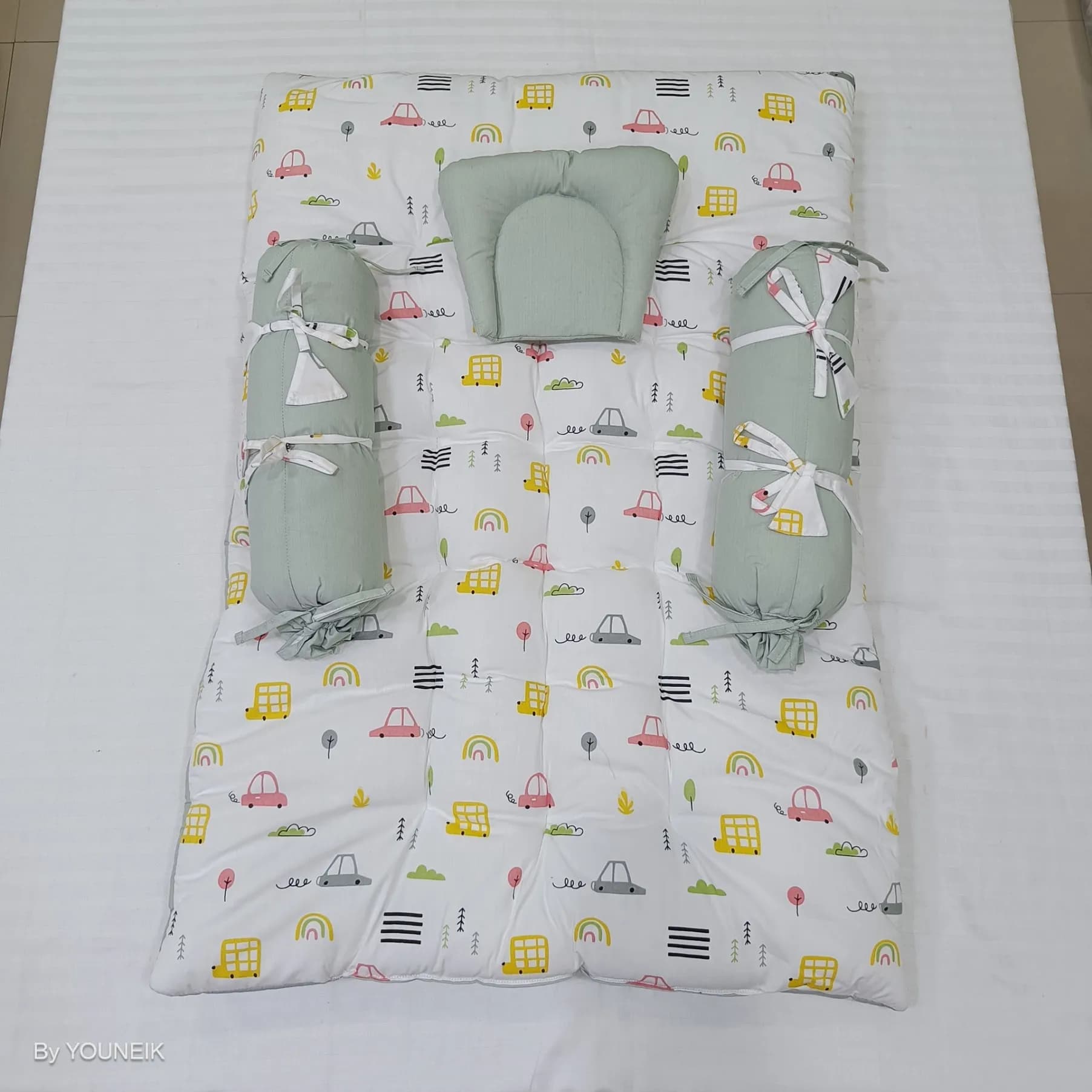 Baby Bedding Set with Bolster & Head Pillow  