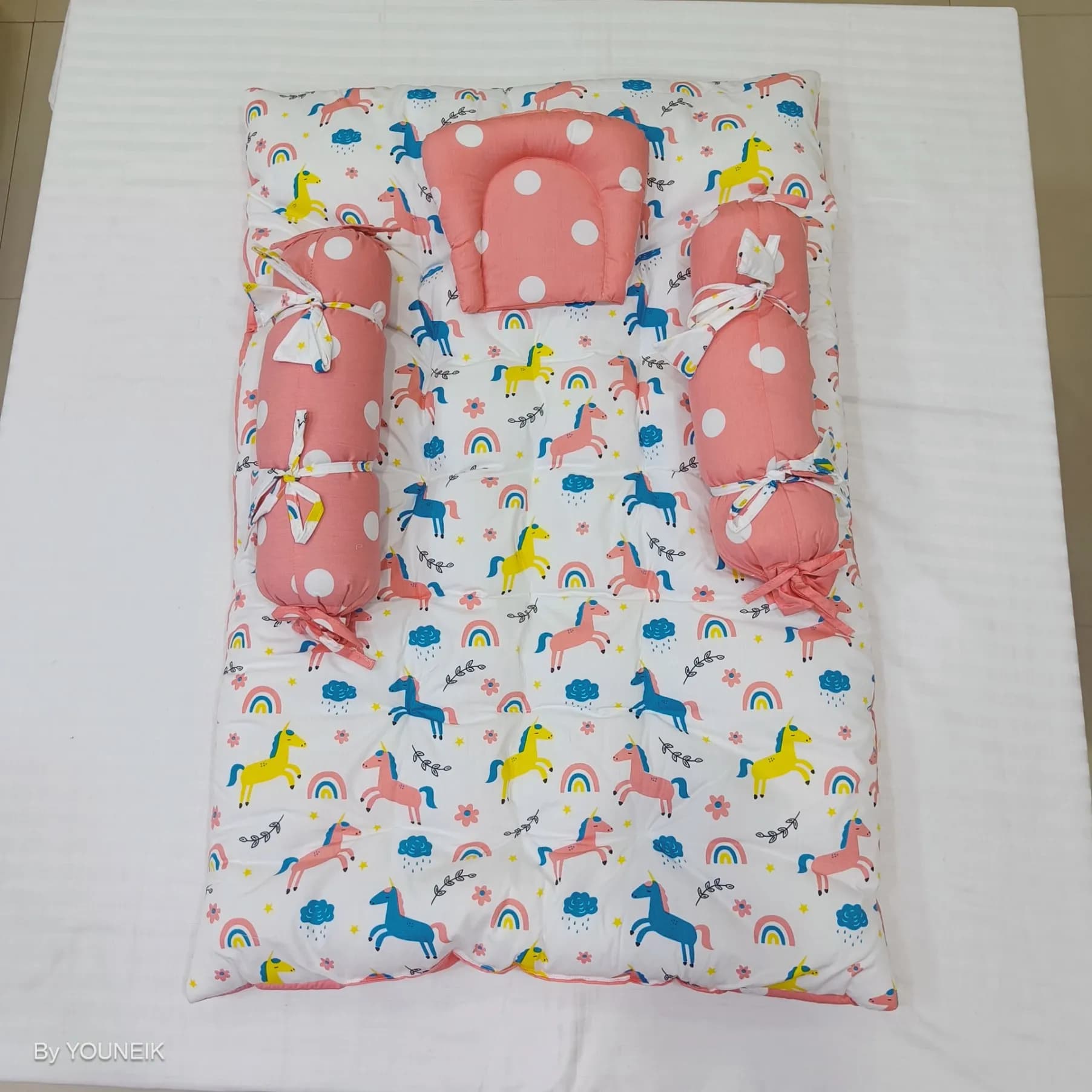 Baby Bedding Set with Bolster & Head Pillow  