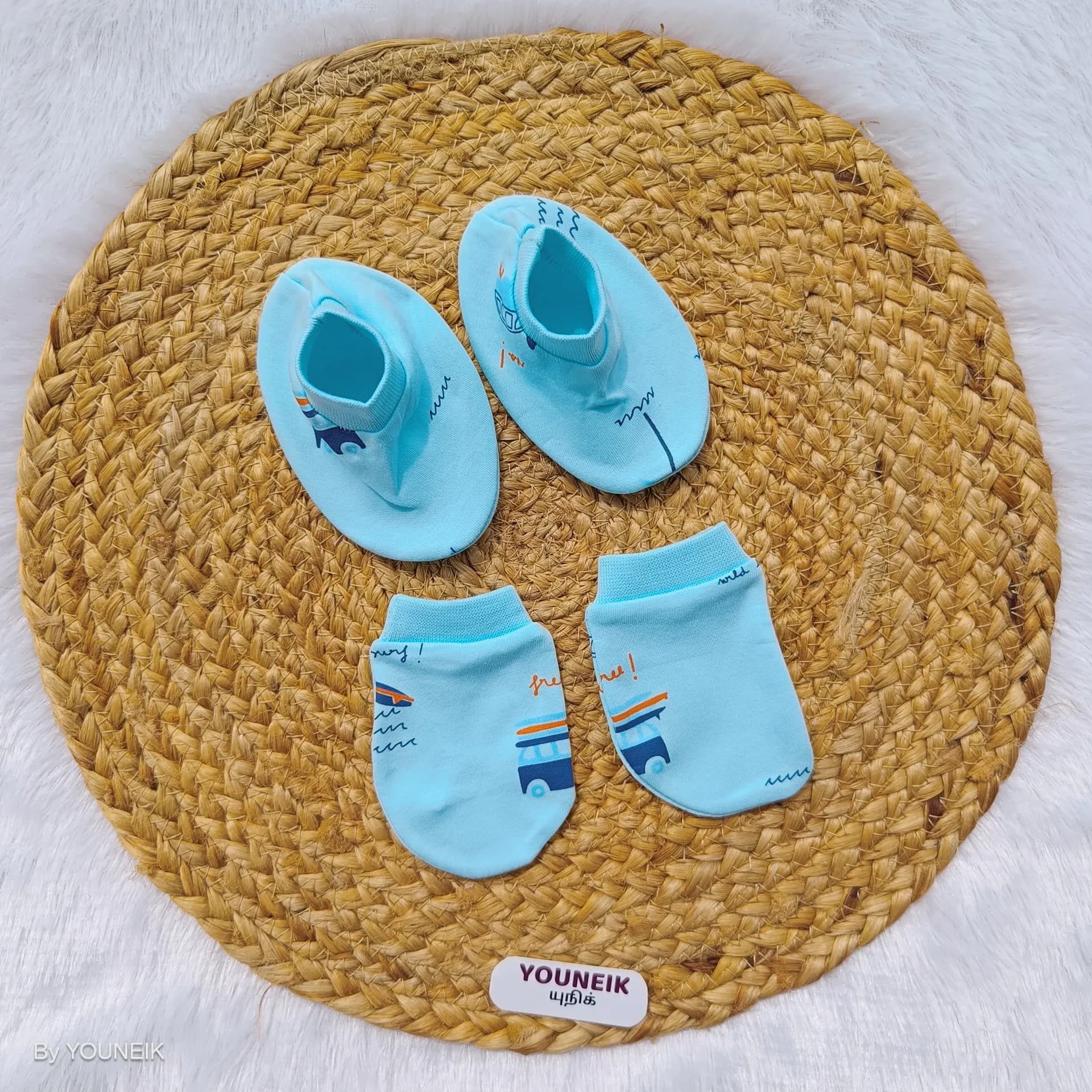 Cotton Mittens Booties 0-3m | Blue Tree