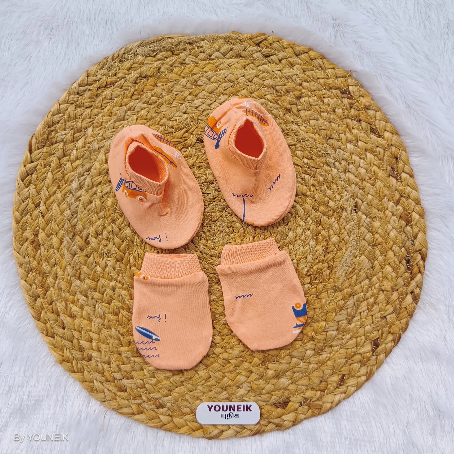 Cotton Mittens Booties 0-3m | Orange Tree