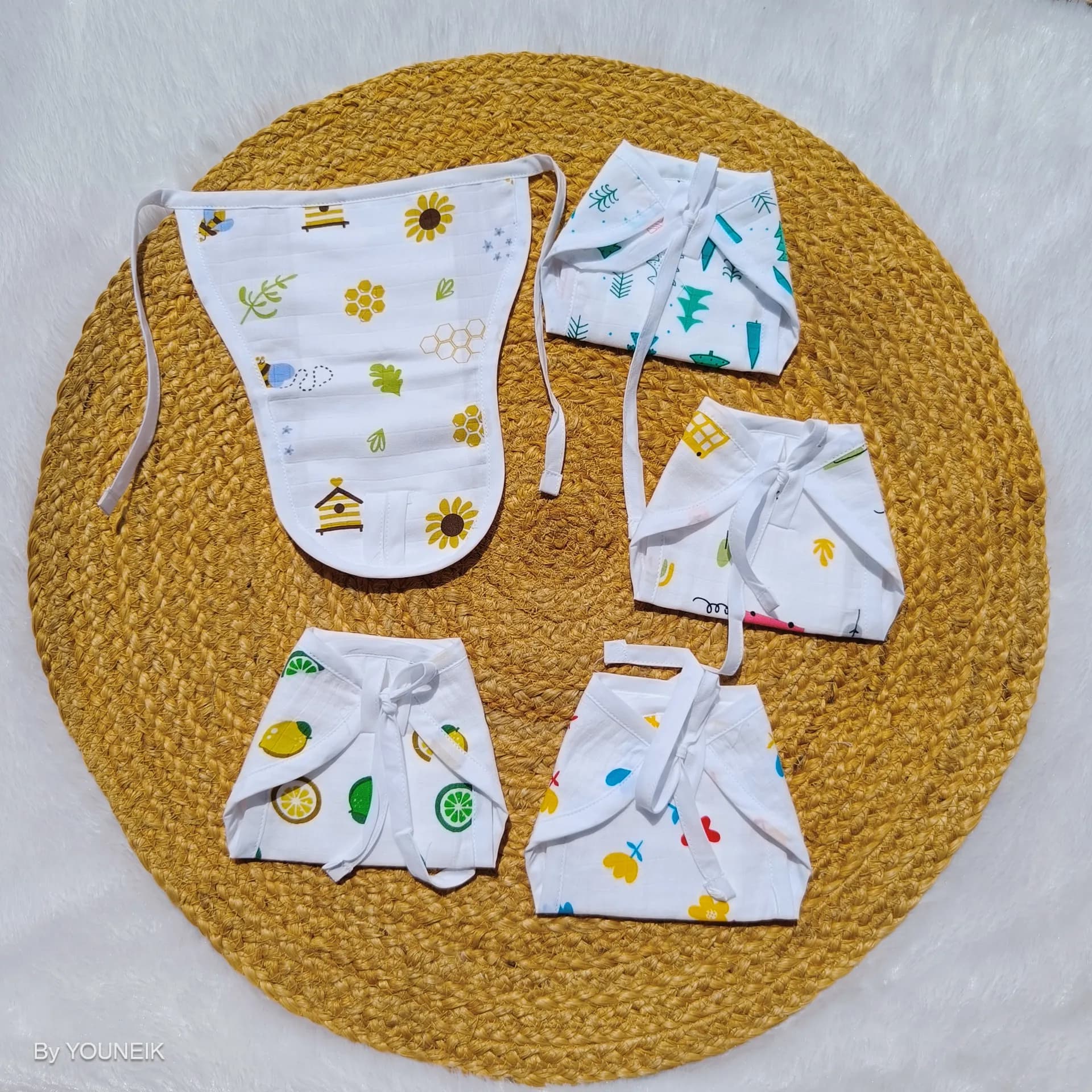 0-3m Muslin Cotton Baby Langots Pack of 5 Pieces | Reusable Cloth Nappies for Newborns