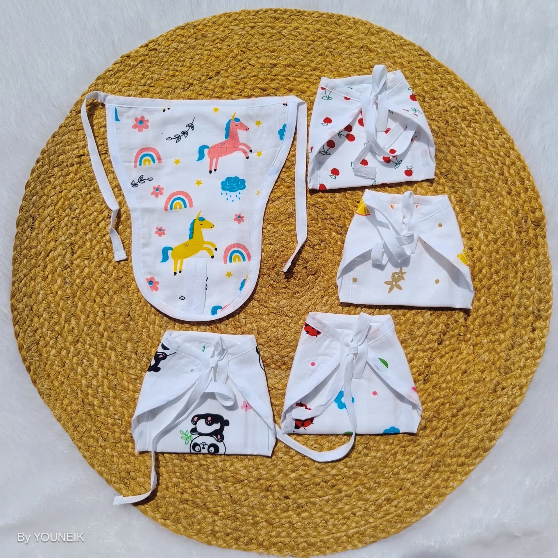 0-3m Muslin Cotton Baby Langots Pack of 5 Pieces | Reusable Cloth Nappies for Newborns