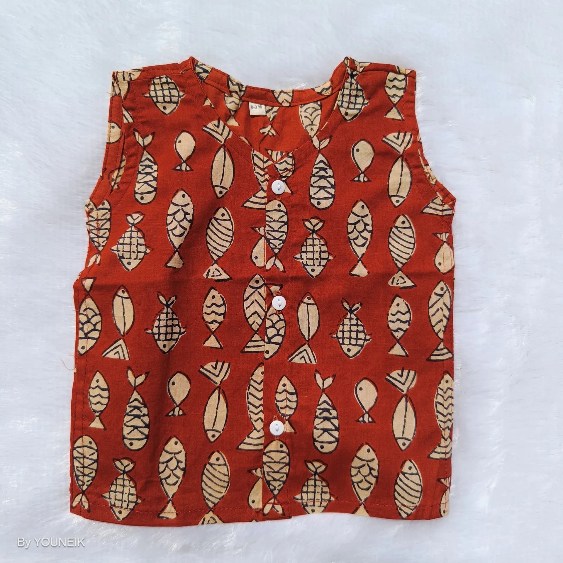 0-3m 100% Cotton Printed Sleevless Baby Jabla