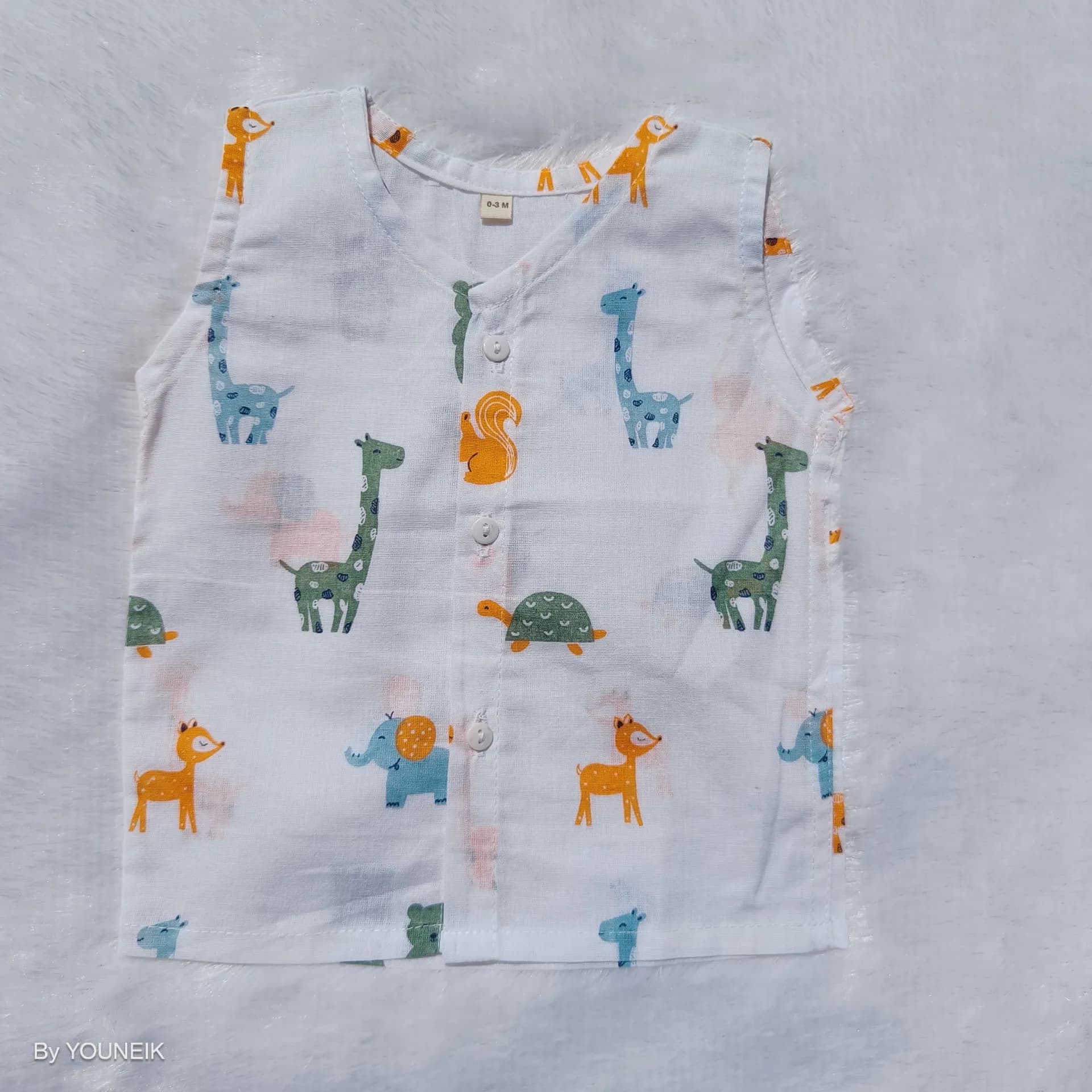 0-3m 100% Cotton Printed Sleevless Baby Jabla