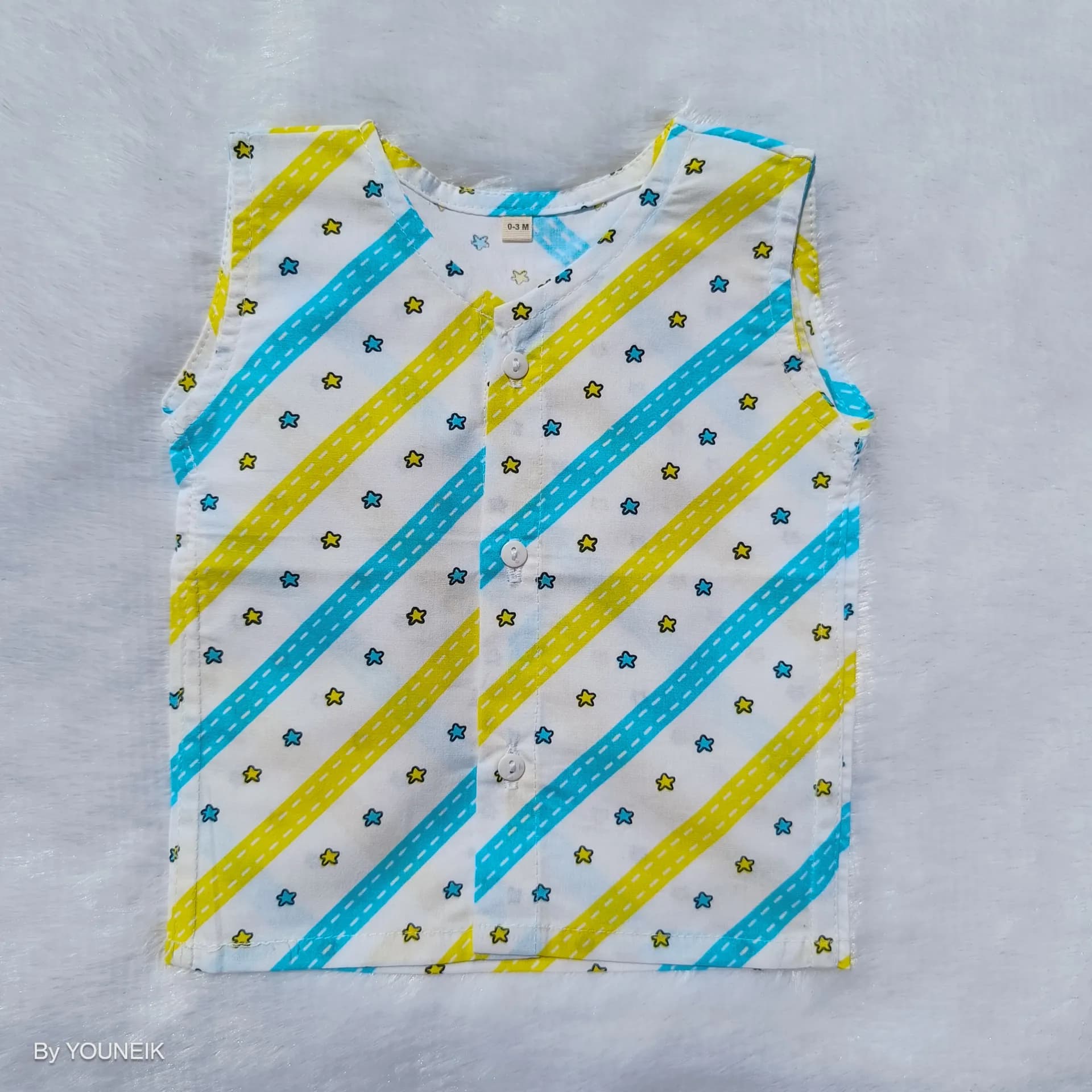 0-3m 100% Cotton Printed Sleevless Baby Jabla