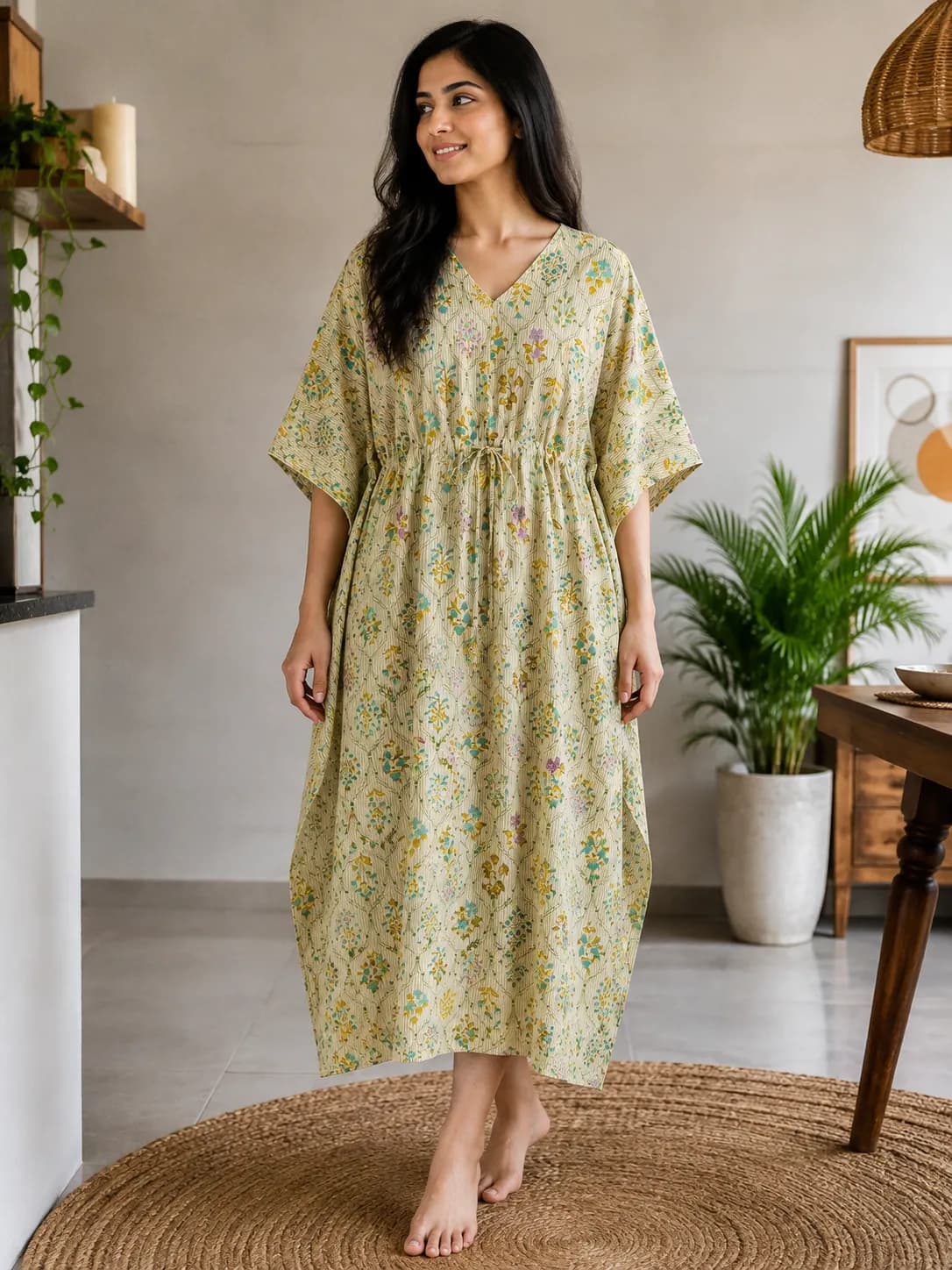 Cotton Feeding Kaftan Gown | Maternity & Nursing Dress | Sandal 