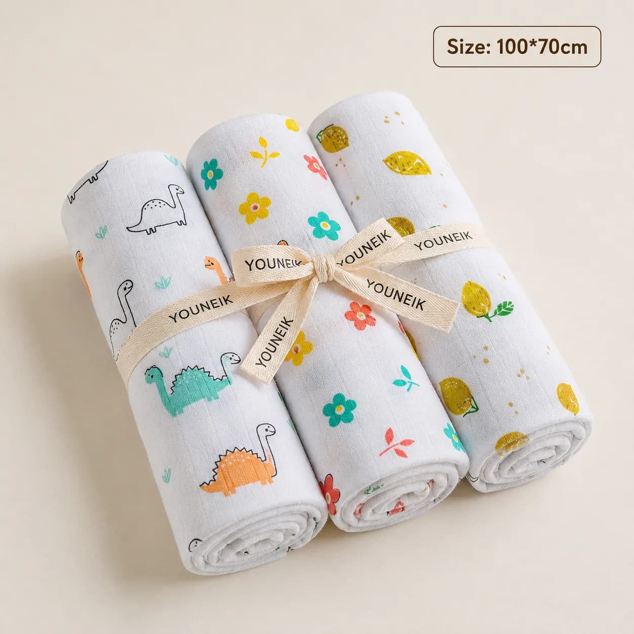 100% Muslin Cotton Baby Bath Towel Combo Pack of 3 | 100 × 70 cm