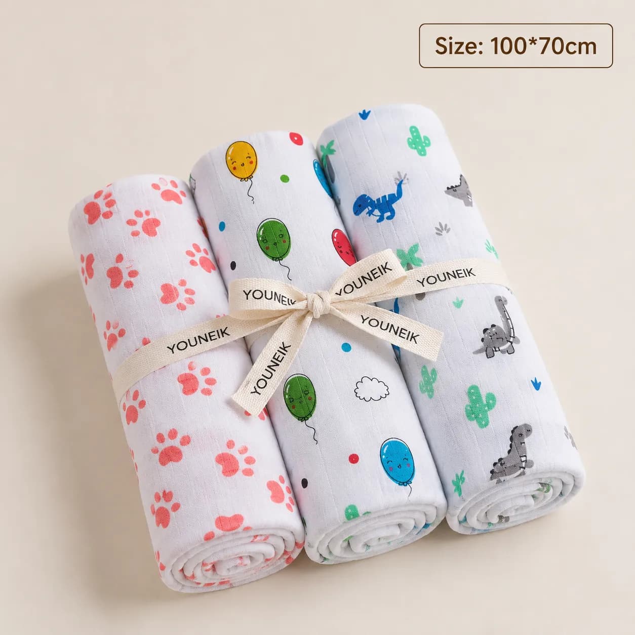 100% Muslin Cotton Baby Bath Towel Combo Pack of 3 | 100 × 70 cm