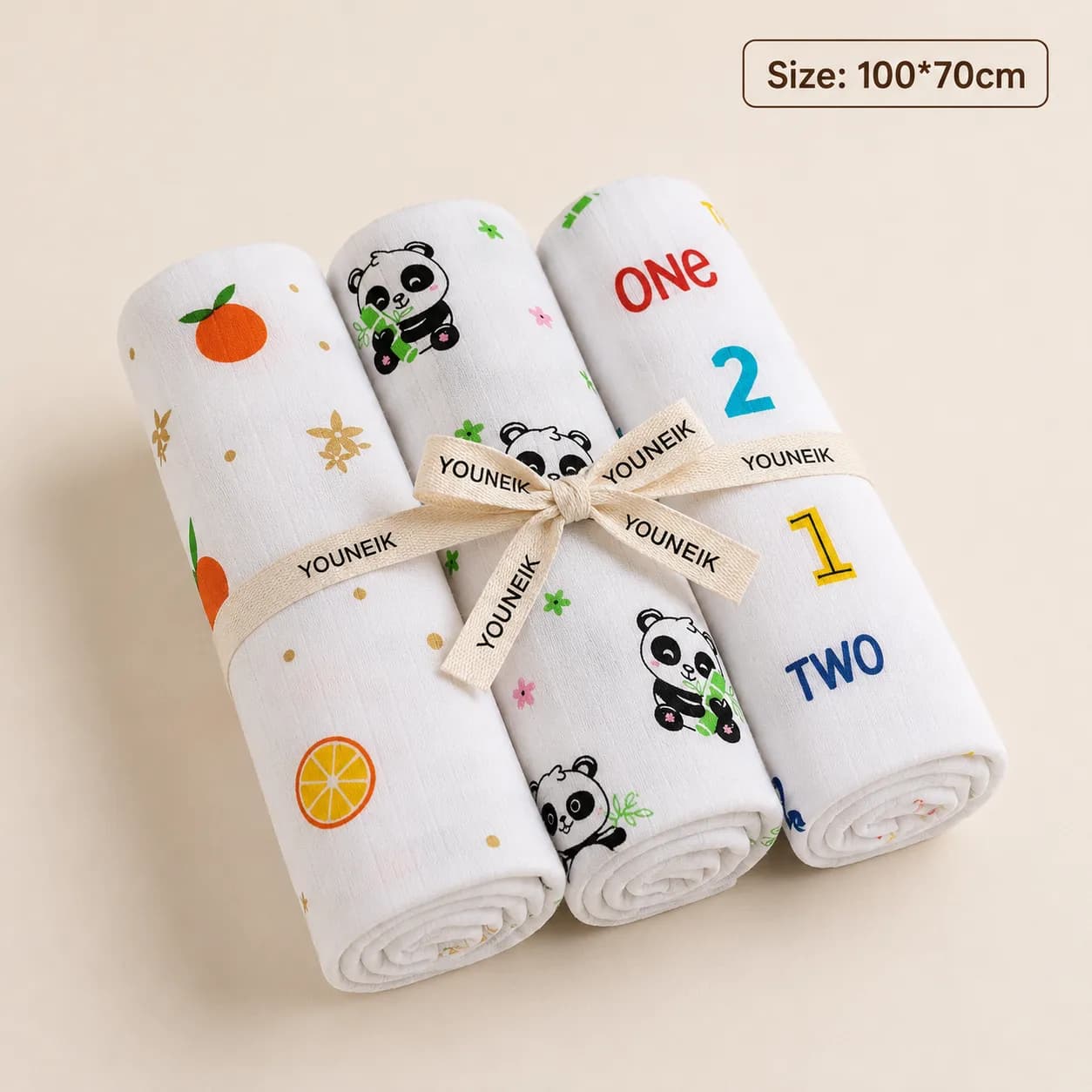 100% Muslin Cotton Baby Bath Towel Combo Pack of 3 | 100 × 70 cm