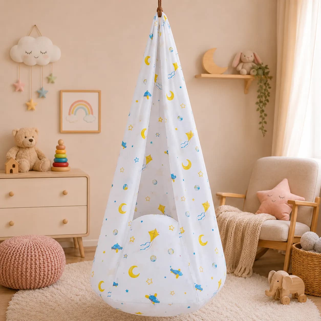 Head Support Thottil/Cradle 100% Cotton 3.5m Length, 51" Width - Aeroplane
