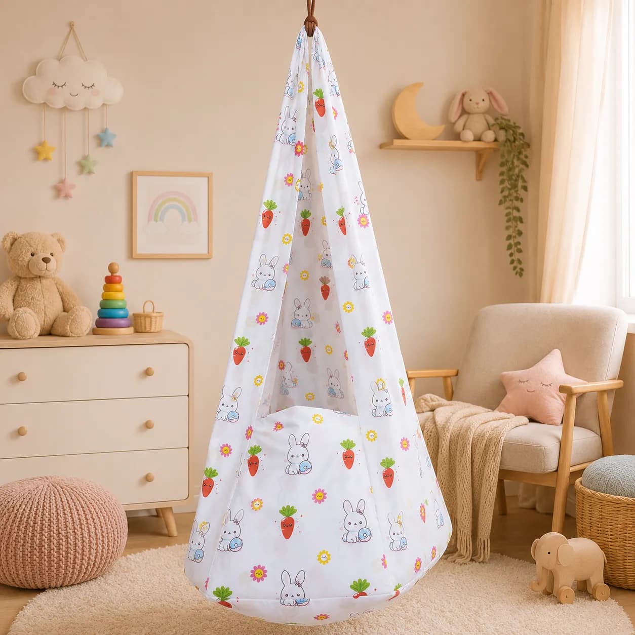 Head Support Thottil/Cradle 100% Cotton 3.5m Length, 51" Width - Bunny Rabbit 