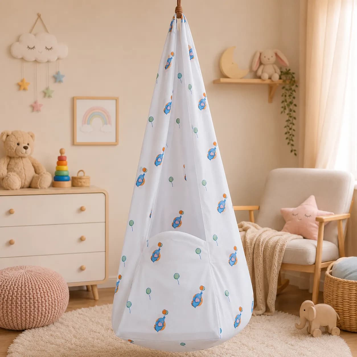 Head Support Thottil/Cradle 100% Cotton 3.5m Length, 51" Width  Elephant