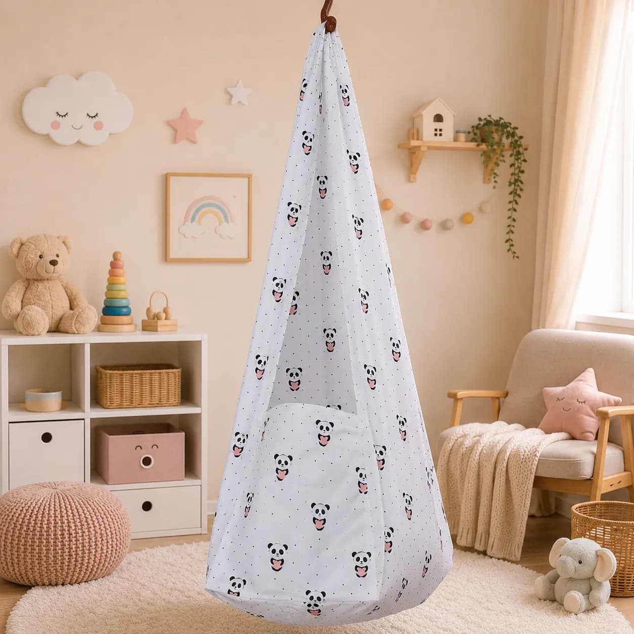 Head Support Thottil/Cradle 100% Cotton 3.5m Length, 51" Width - Panda