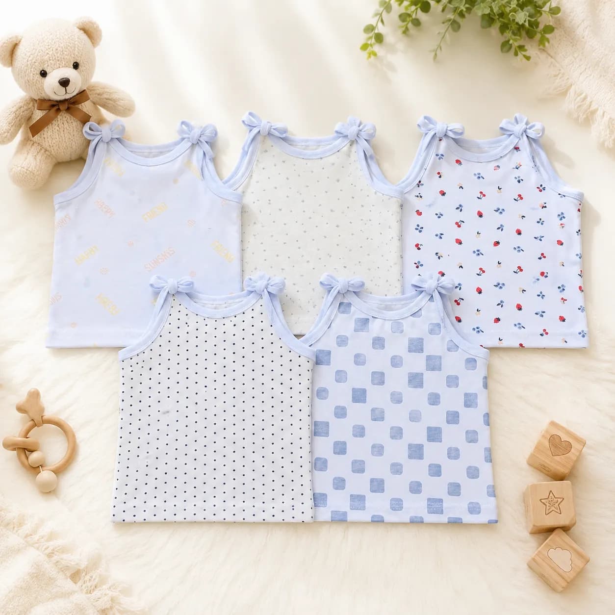 Knitted Cotton Top Knot Jabla - White Printed
