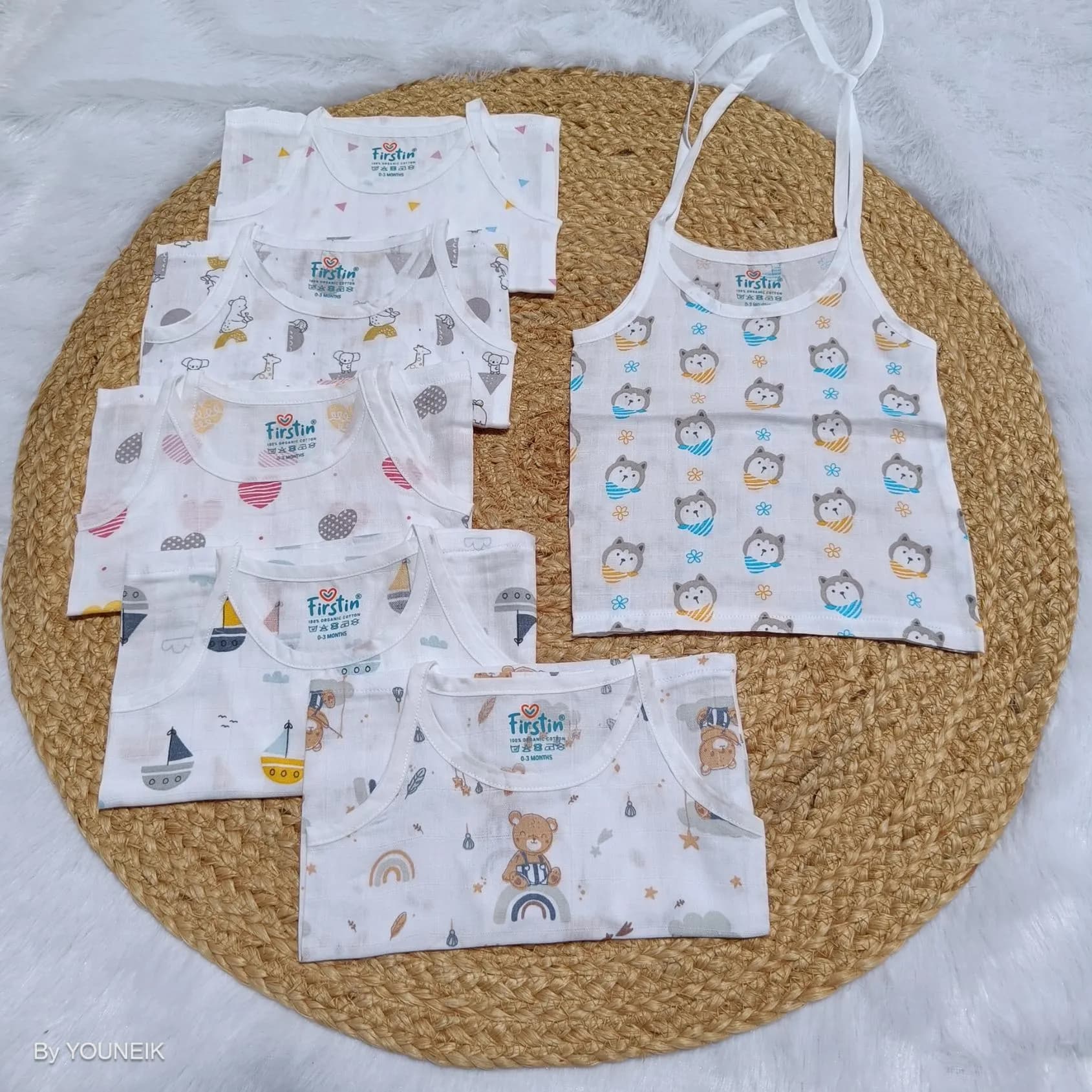 0-3m Organic Muslin Cotton Top Knot Baby Jabla – Pack of 6 | Soft & Breathable