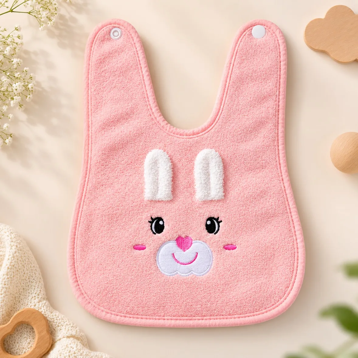 Baby Bib Coral Fleece | Pink