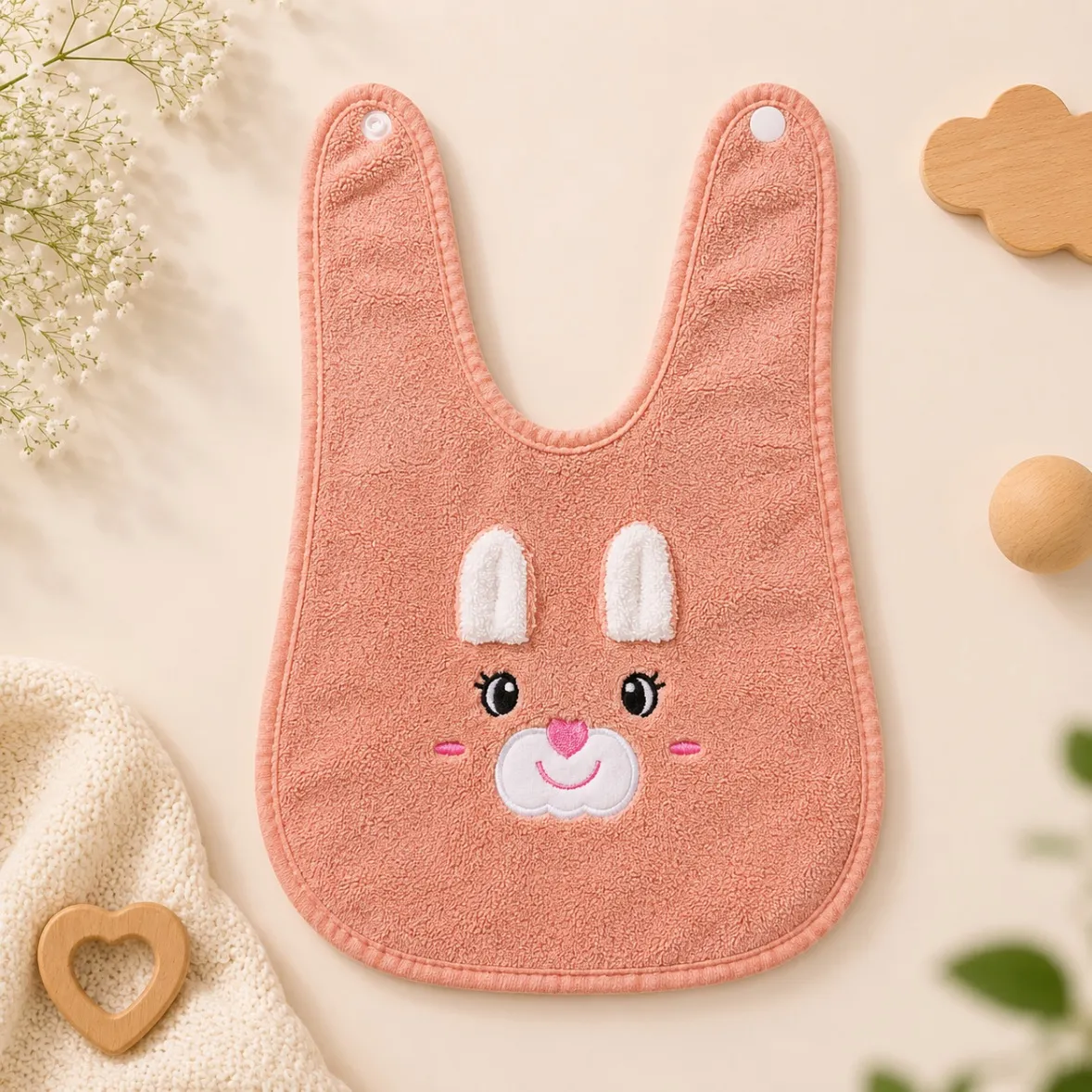 Baby Bib Coral Fleece | Peach