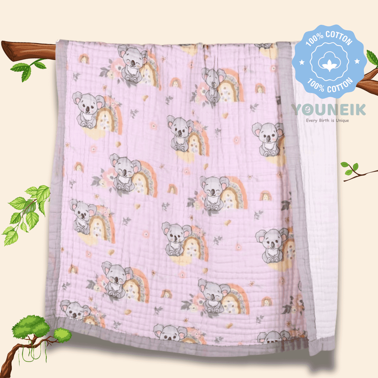 6Layer Muslin Blanket 105*105cm - Purple Khola