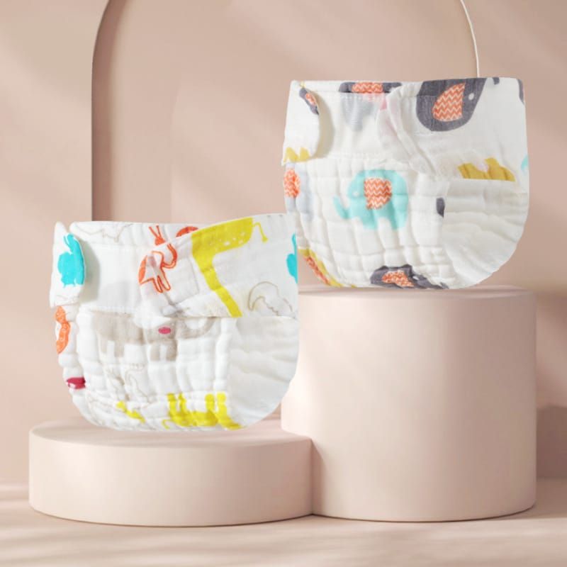 6Layer Muslin Velcro Nappy/Langots White