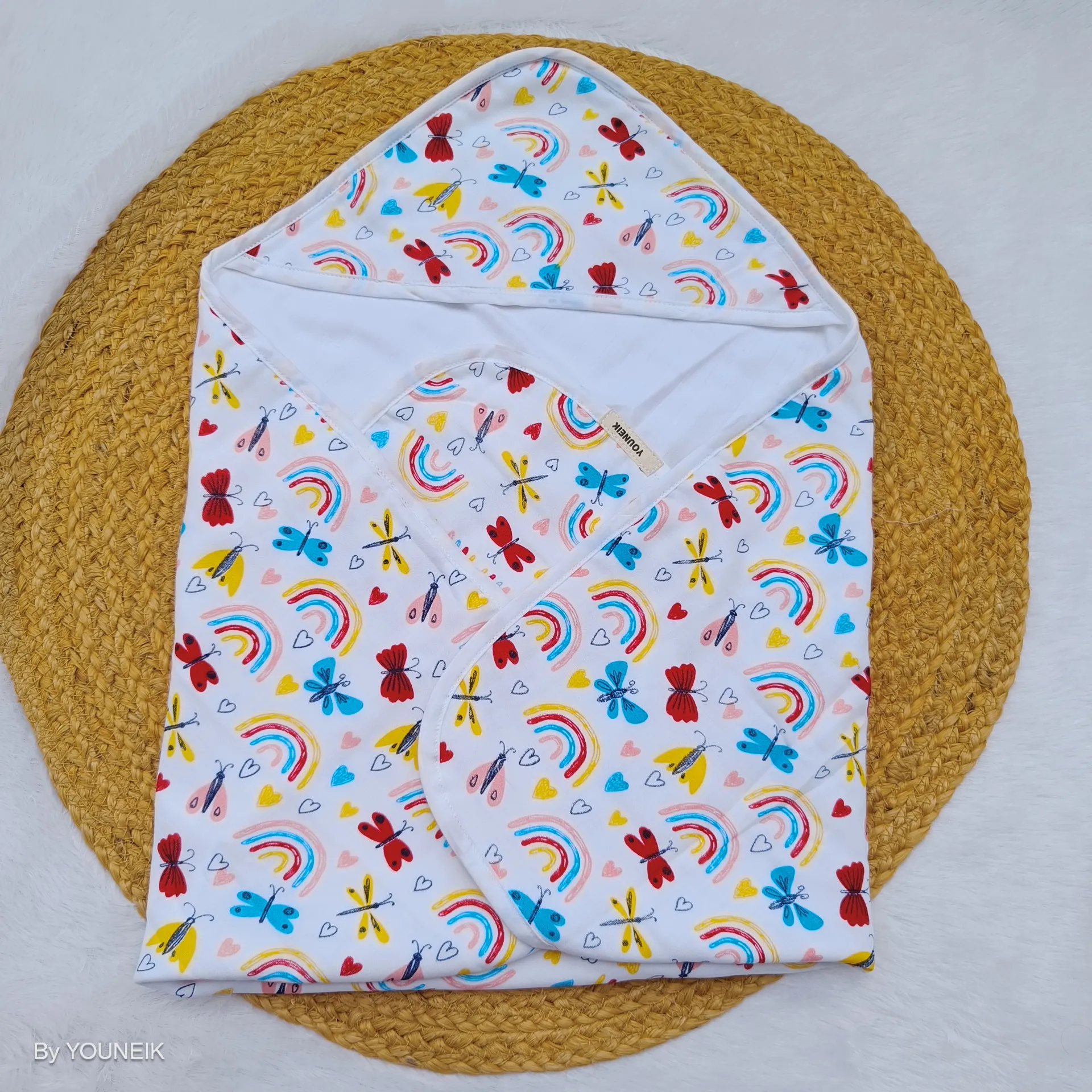 10 Layer Muslin Hooded Blanket 70*70cm - Butterfly