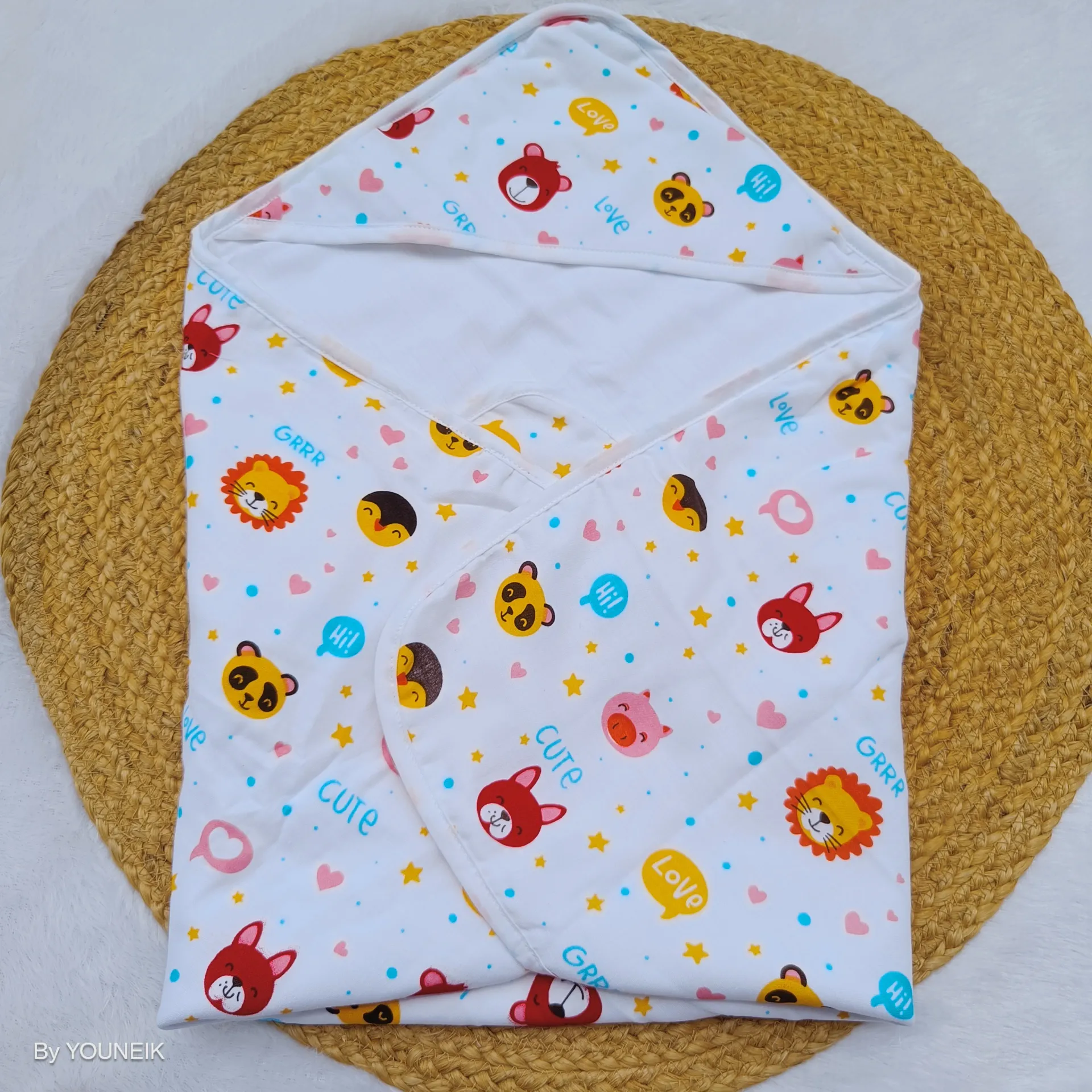 10 Layer Muslin Hooded Blanket 70*70cm - Animals