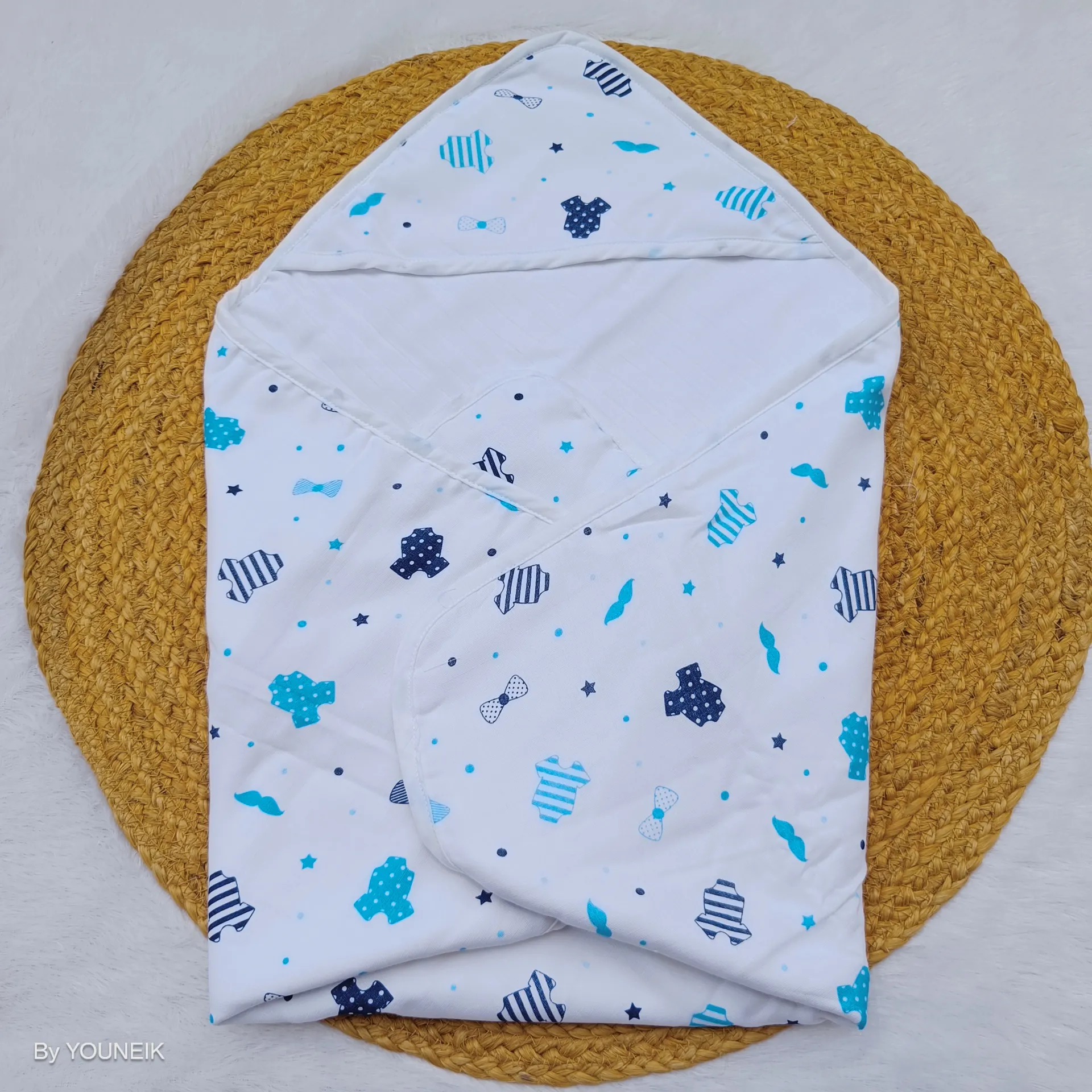 10 Layer Muslin Hooded Blanket 70*70cm - Blue Baby Dress
