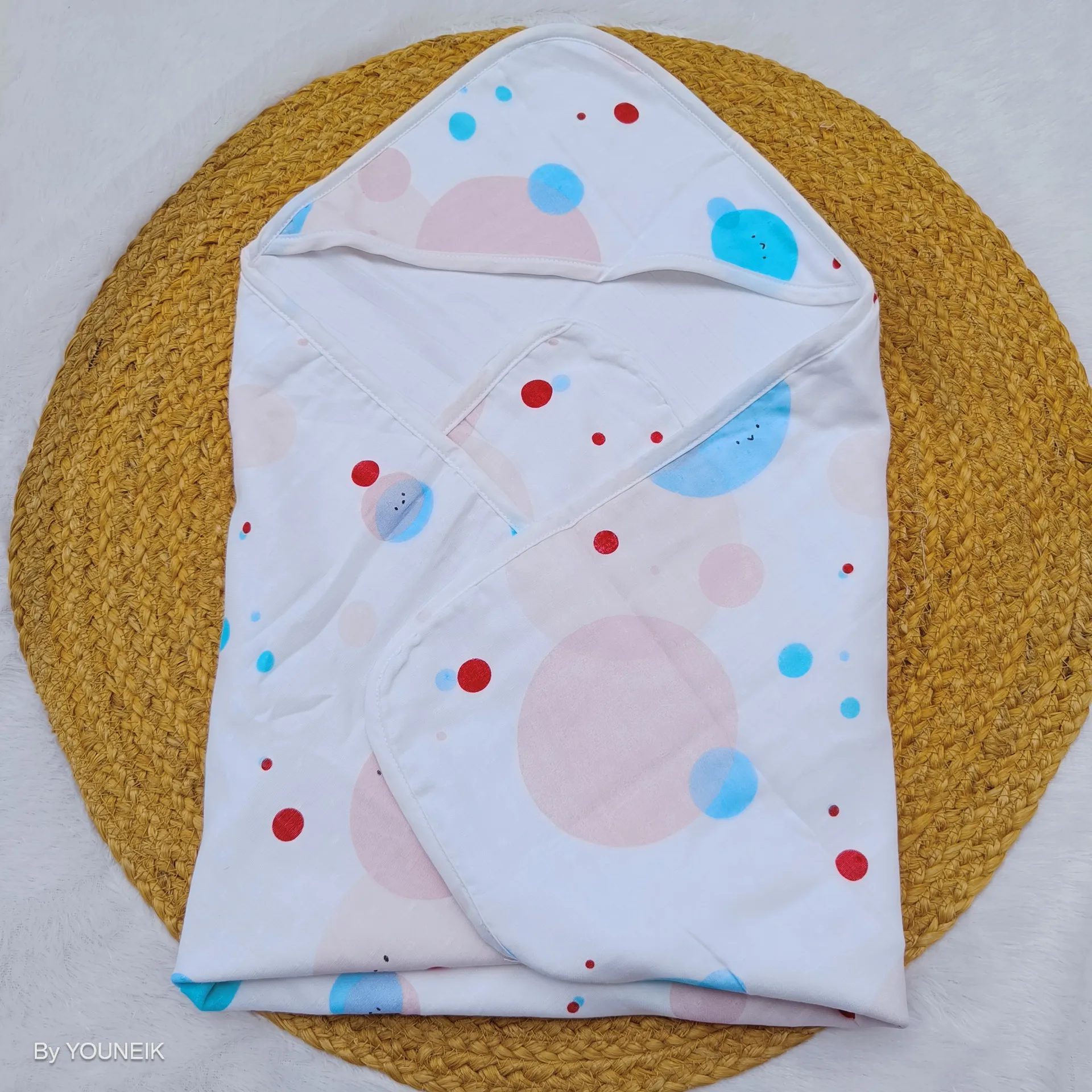 10 Layer Muslin Hooded Blanket 70*70cm - Circles