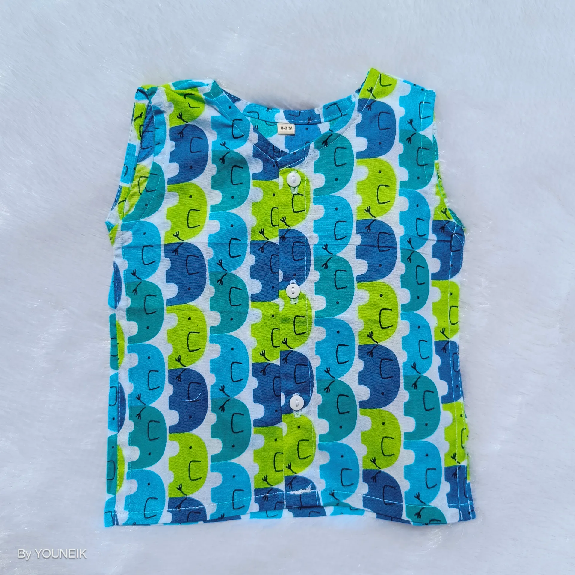 0-3m 100% Cotton Printed Sleevless Baby Jabla