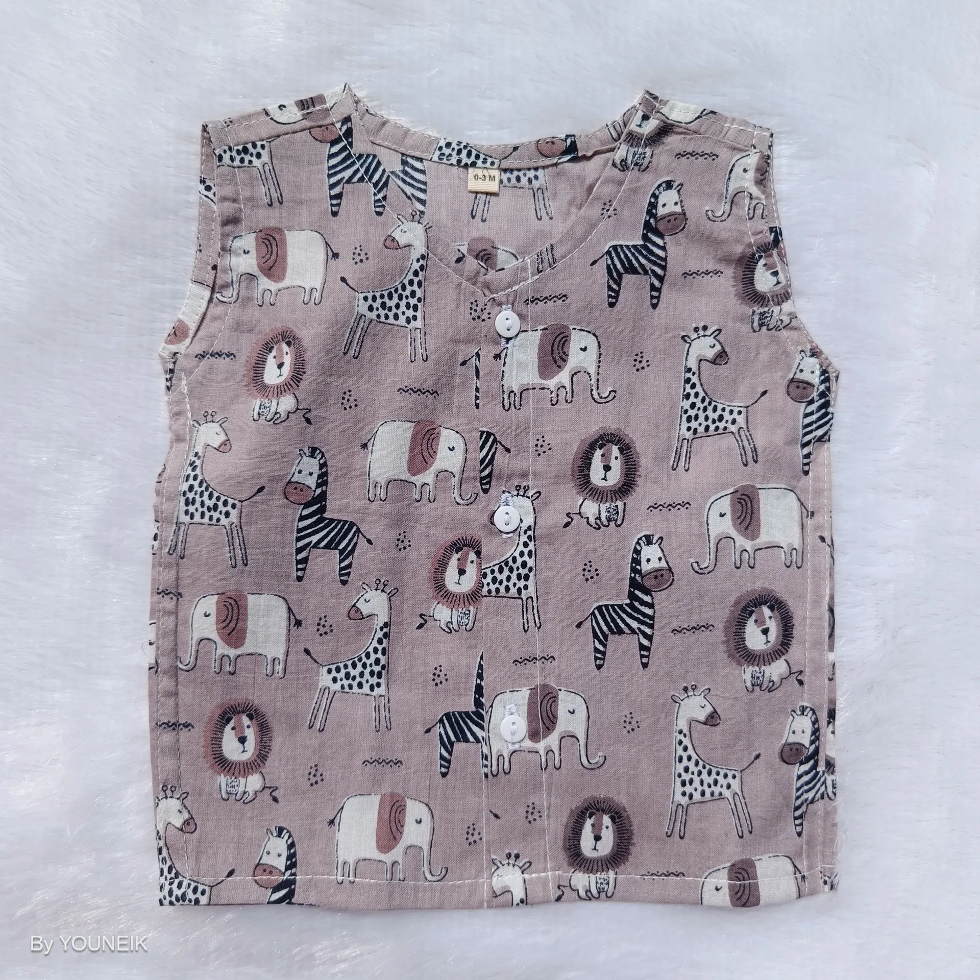 0-3m 100% Cotton Printed Sleevless Baby Jabla