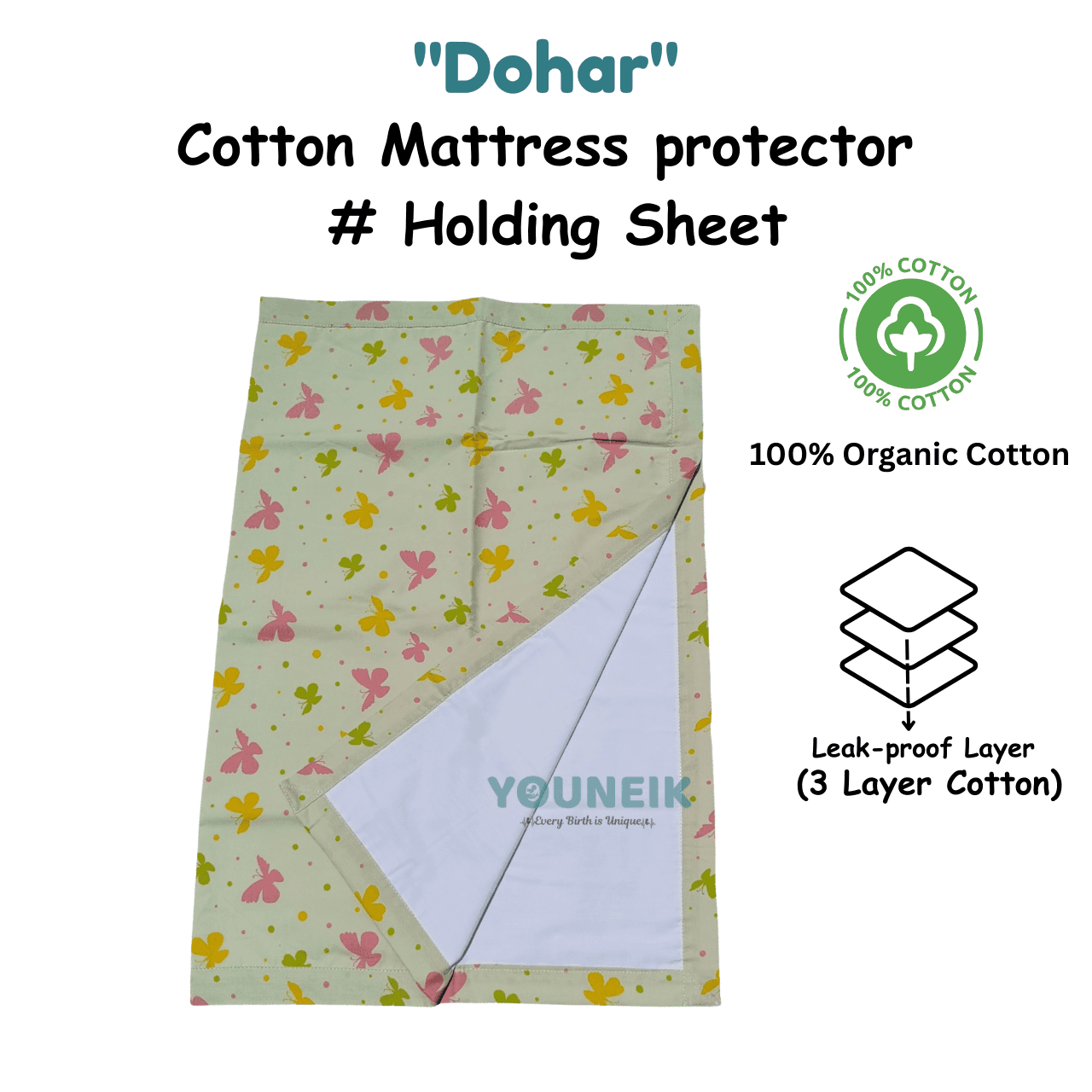 Dohar(S)- Matress Protector Green Butterfly
