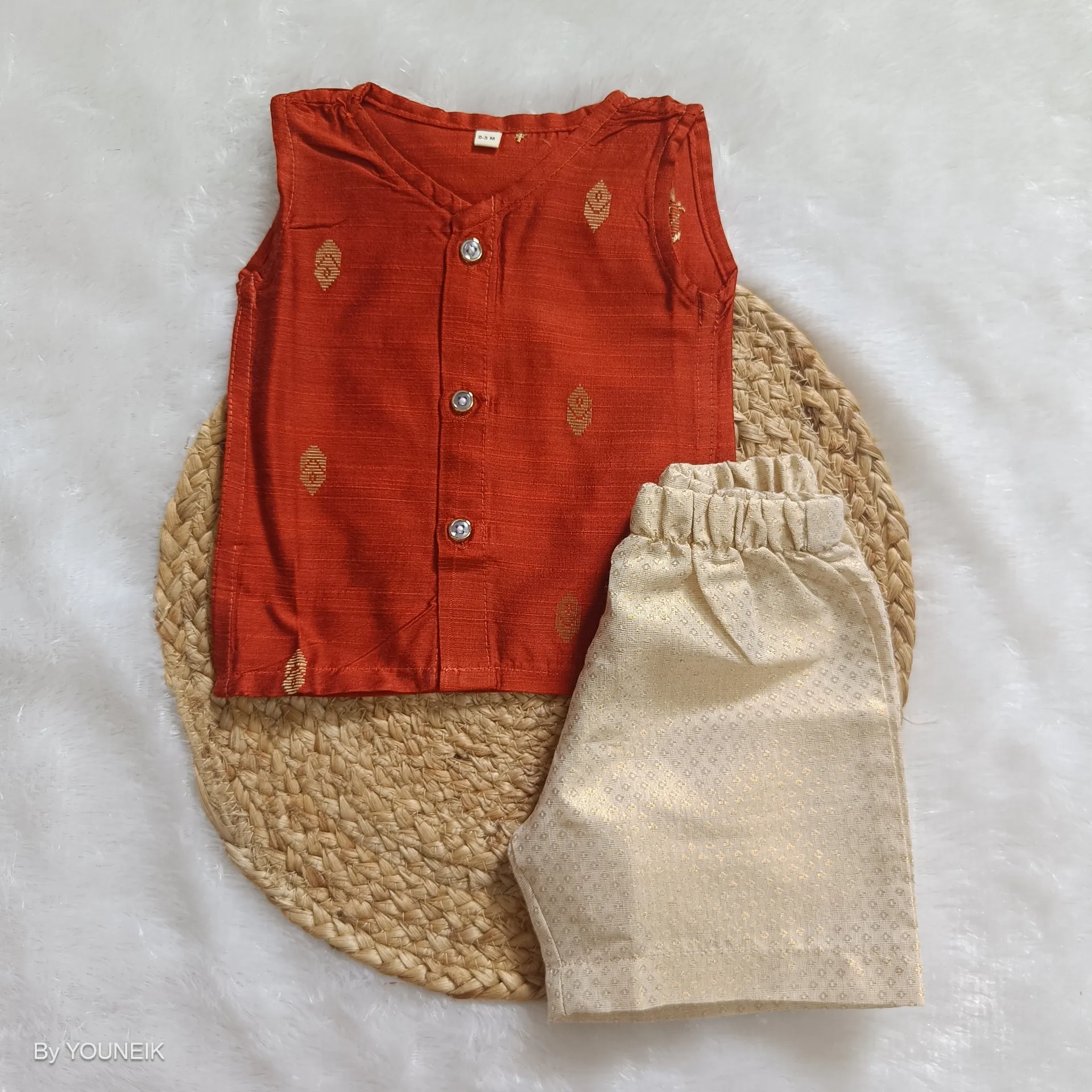 Baby Ethnic Jabla Shorts Set EJS13 Rust Orange