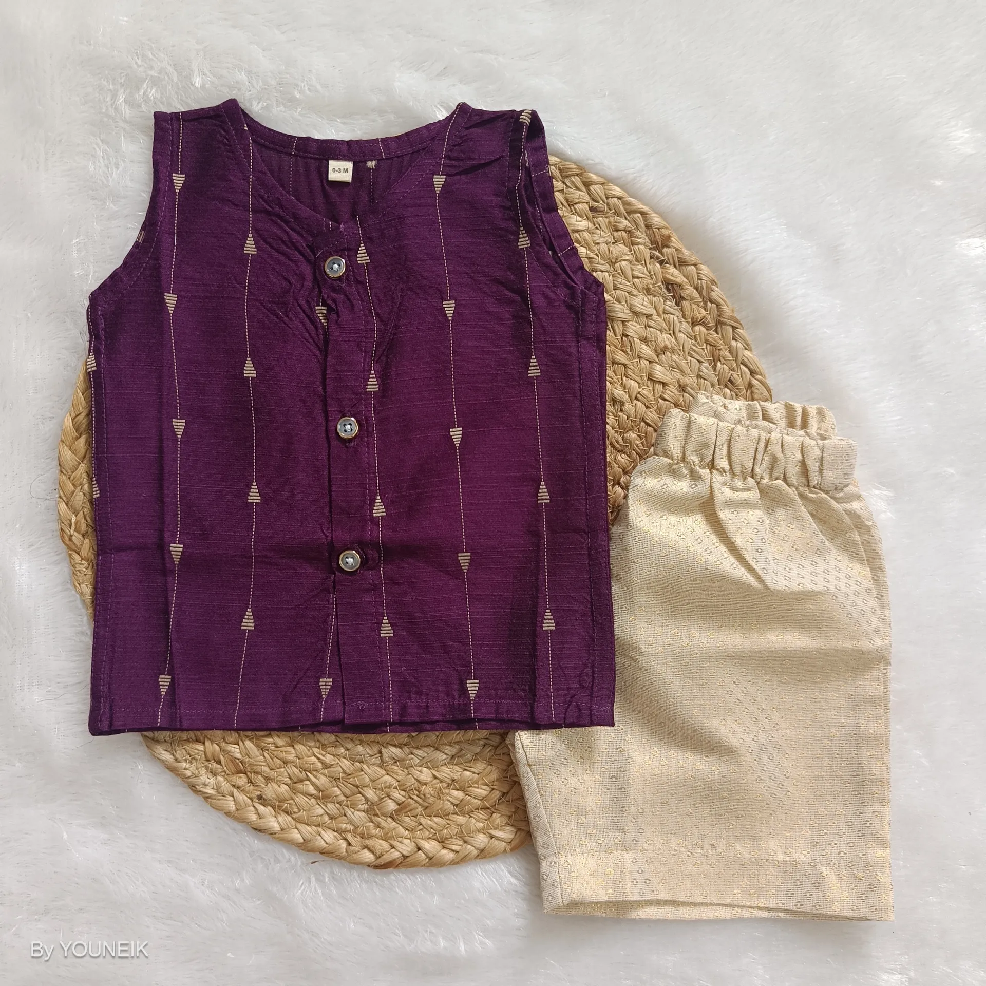 Baby Ethnic Jabla Shorts Set EJS17 Dark Purple Arrow